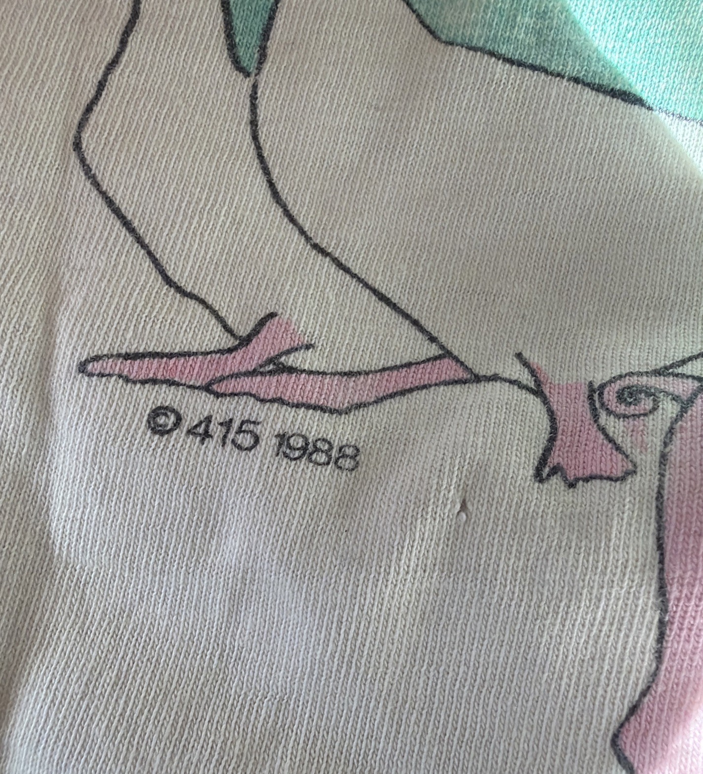 Vtg 80’s Oneita Power-T Stanford Farm Animal Size XL Cream Single Stitch T-shirt