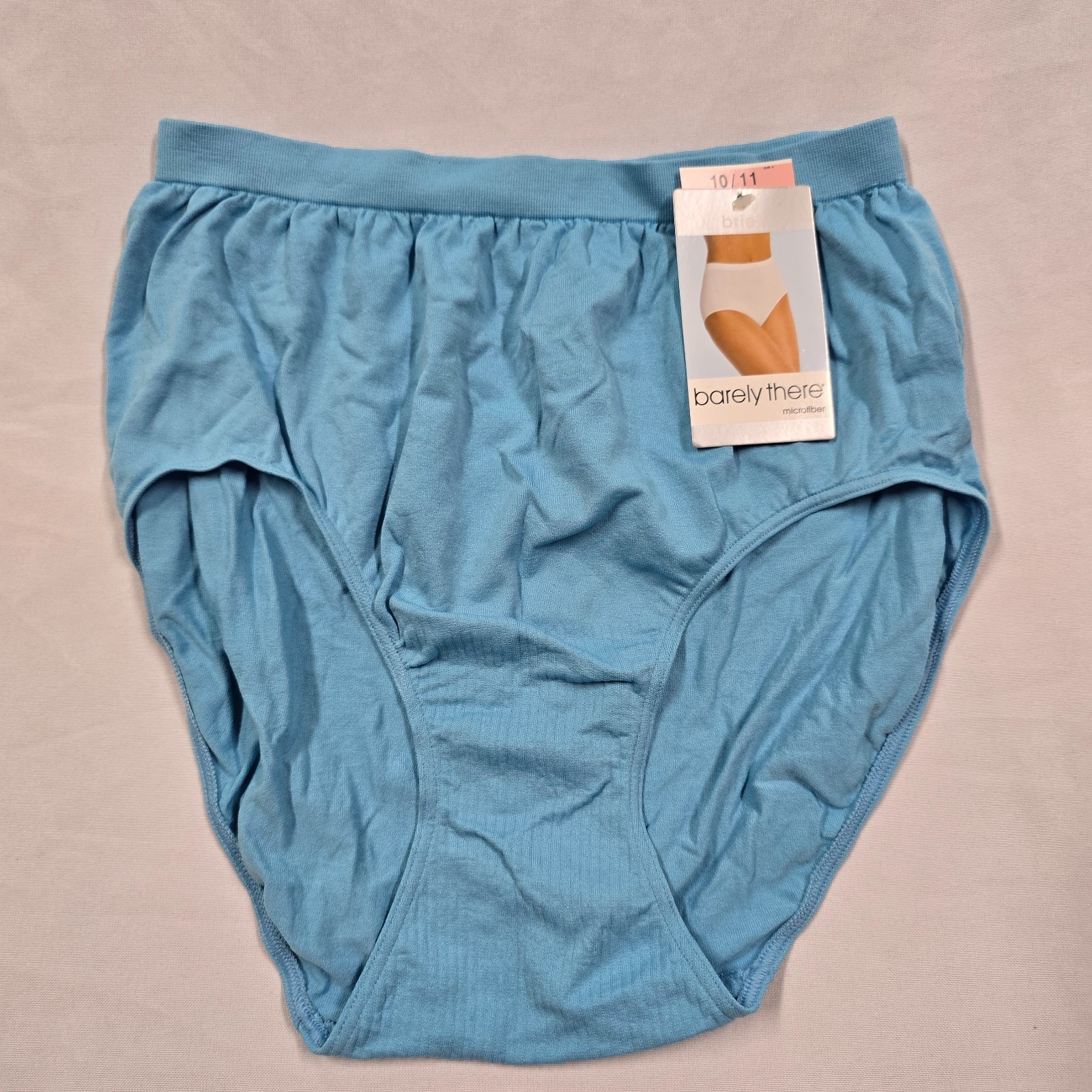 Vtg BARELY THERE 2303 Solid Microfiber Hi-Cut 10/11 Teal Panties NEW