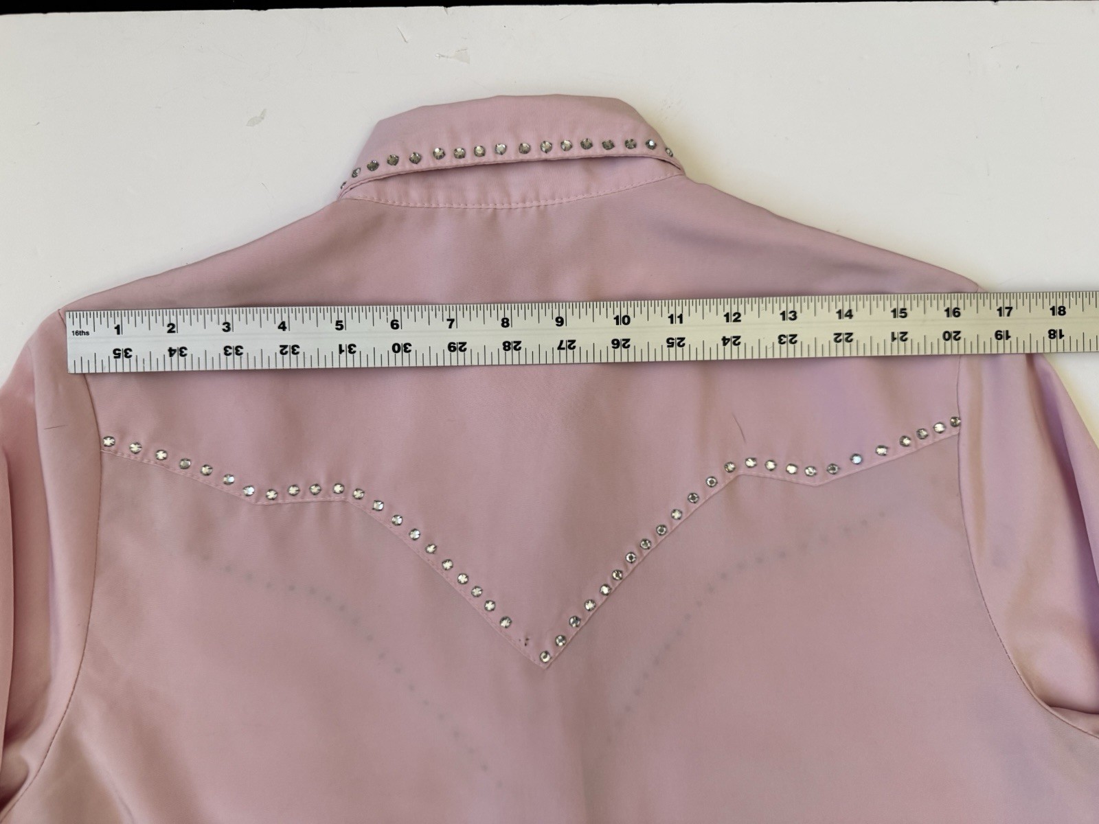 VTG Daniali USA Pink Western Rhinestone Shirt Women’s Large Snap Microfiber