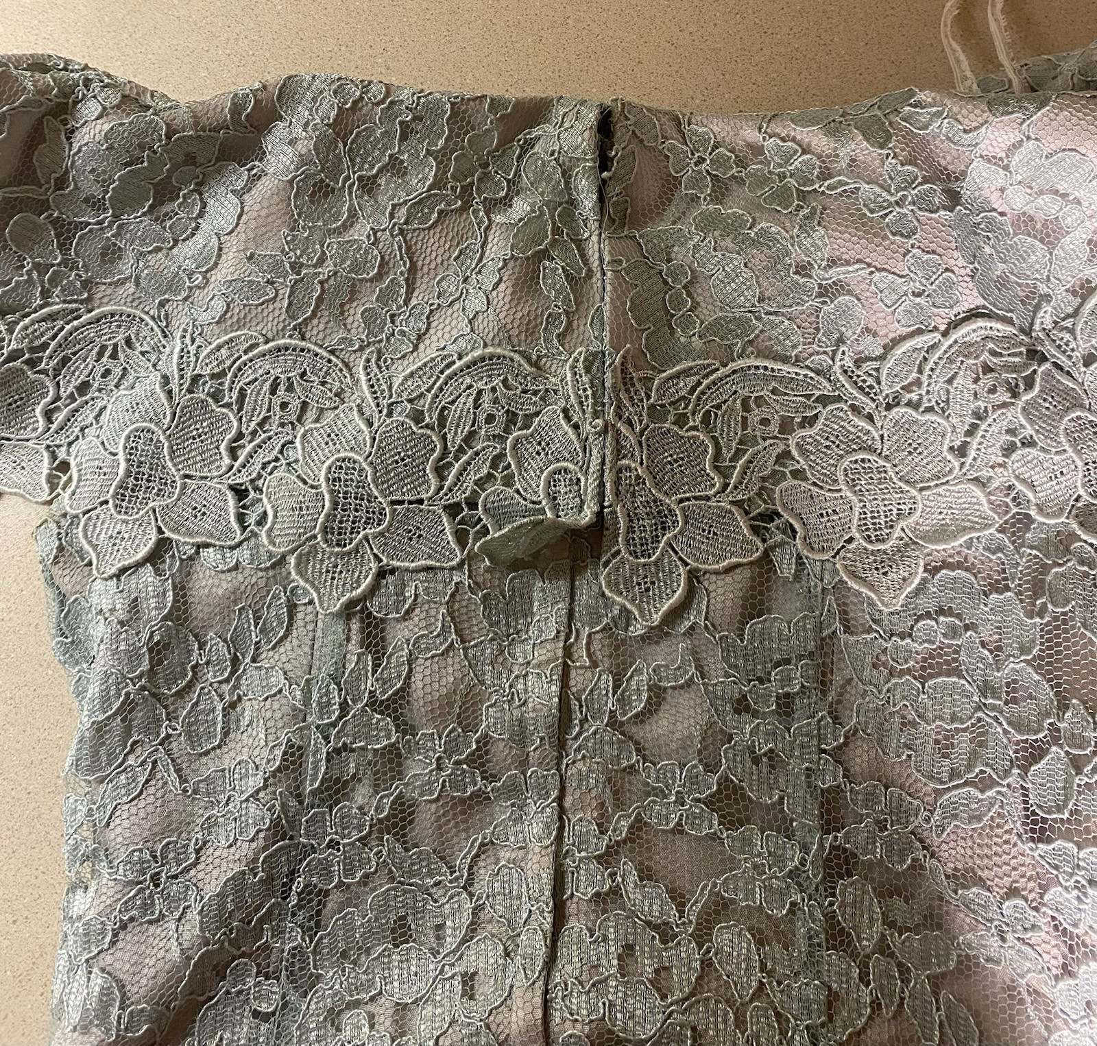 Vtg 80s Dress Cachet By Bari Protas Sage Green Lace Full Length Gown Sz 12