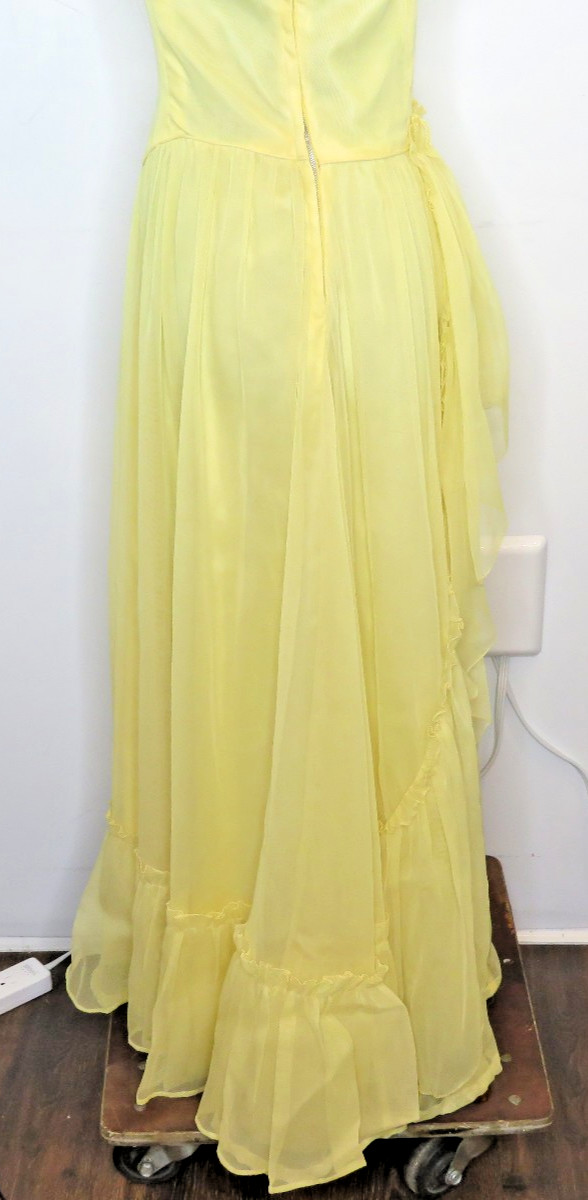 VINTAGE 1950’s FRED PERLBERG Dance Originals Yellow Dress S M Formal Gown EUC