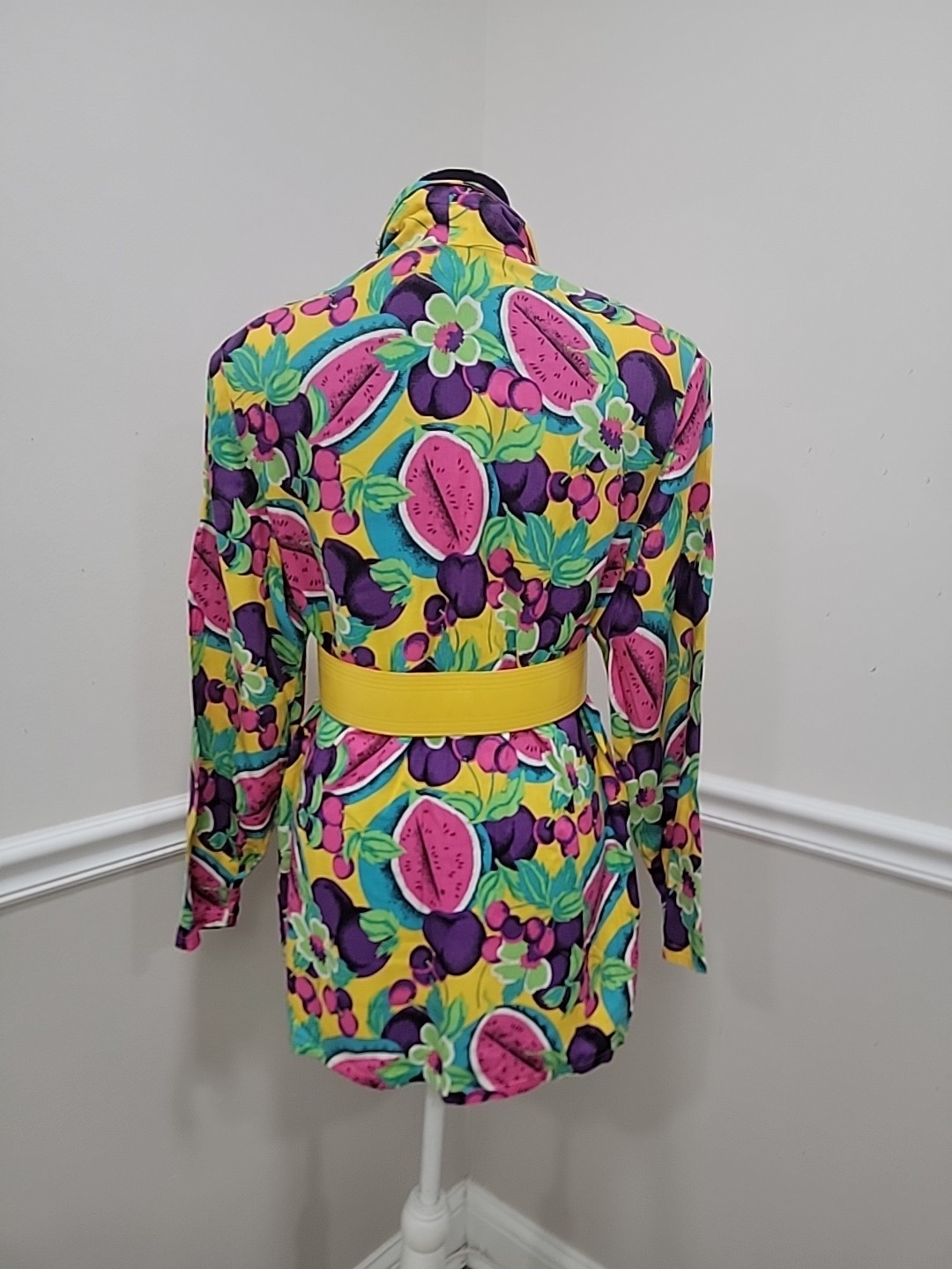 VTG’80s Claudia Kitsch Fruit Print Blazer Jacket Watermelon Cherry Pop Art Deco
