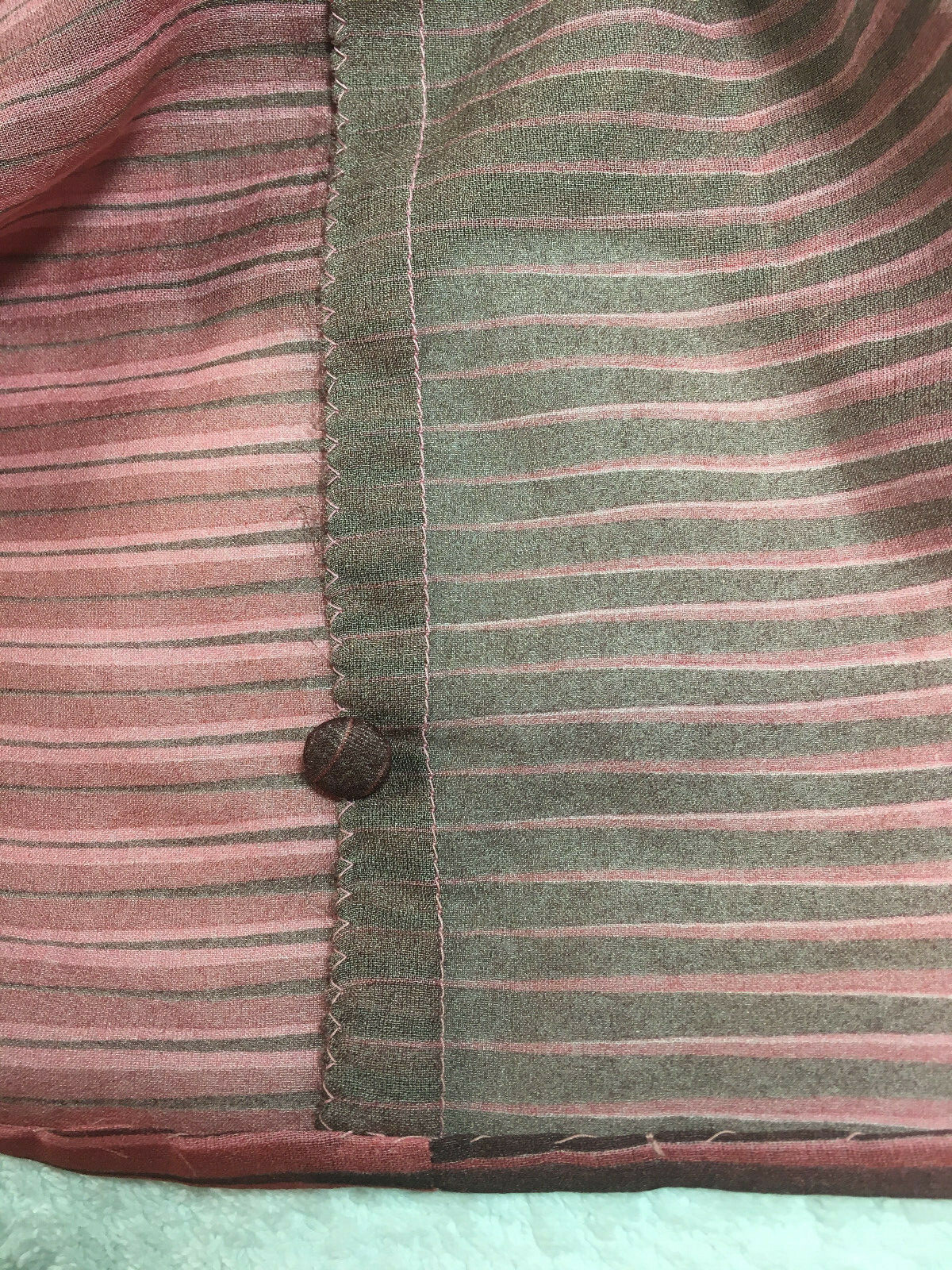 Aduddle Made In Italy Vintage Button Up Long Sleeve Striped Red Silk Shirt Sz 6