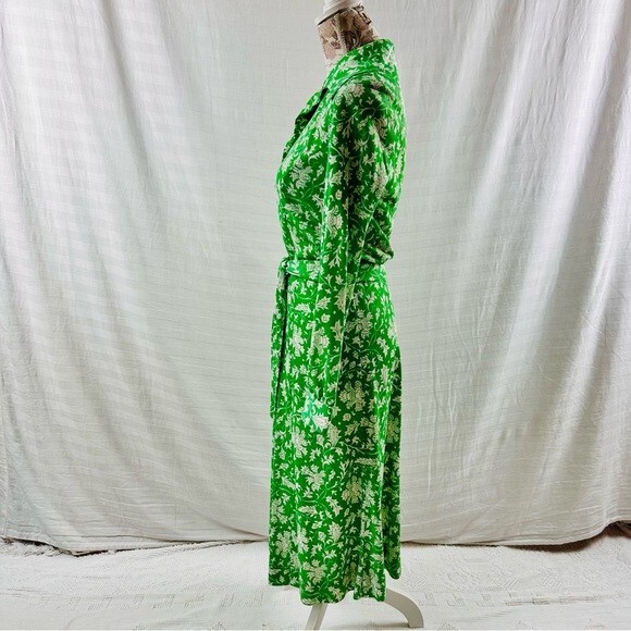 Vintage 70s The Stroller Shirt Dress Green Floral Size S/M