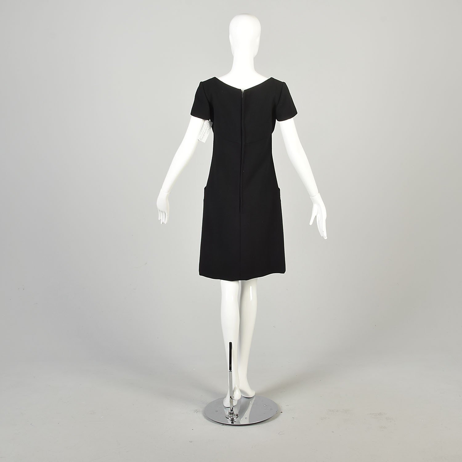 Medium 1960s Little Black Dress LBD Bill Blass Designer Buttoned Mod Mini Dress