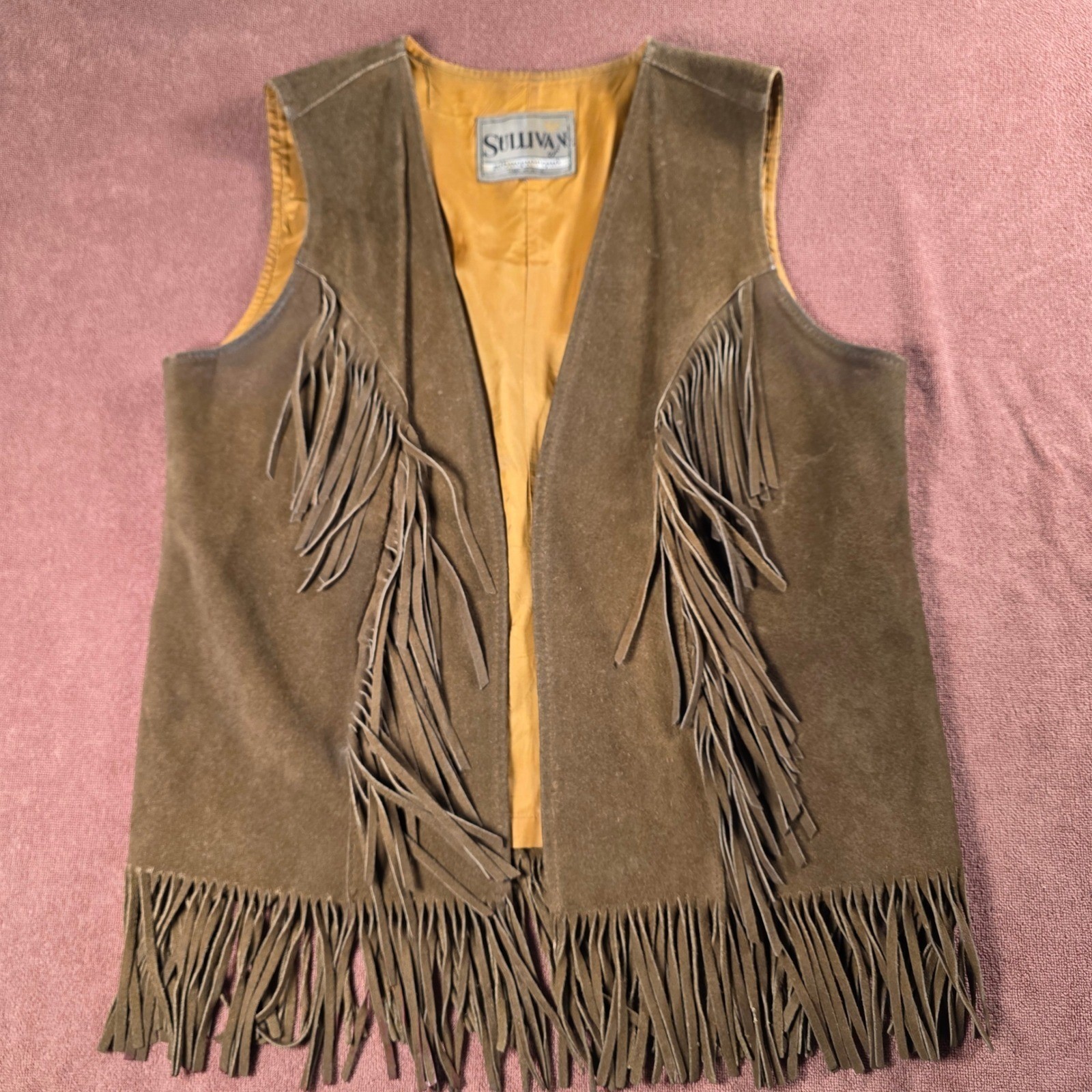 Vintage Sullivan of Albuquerque Brown Suede Fringe Western Vest Made in USA