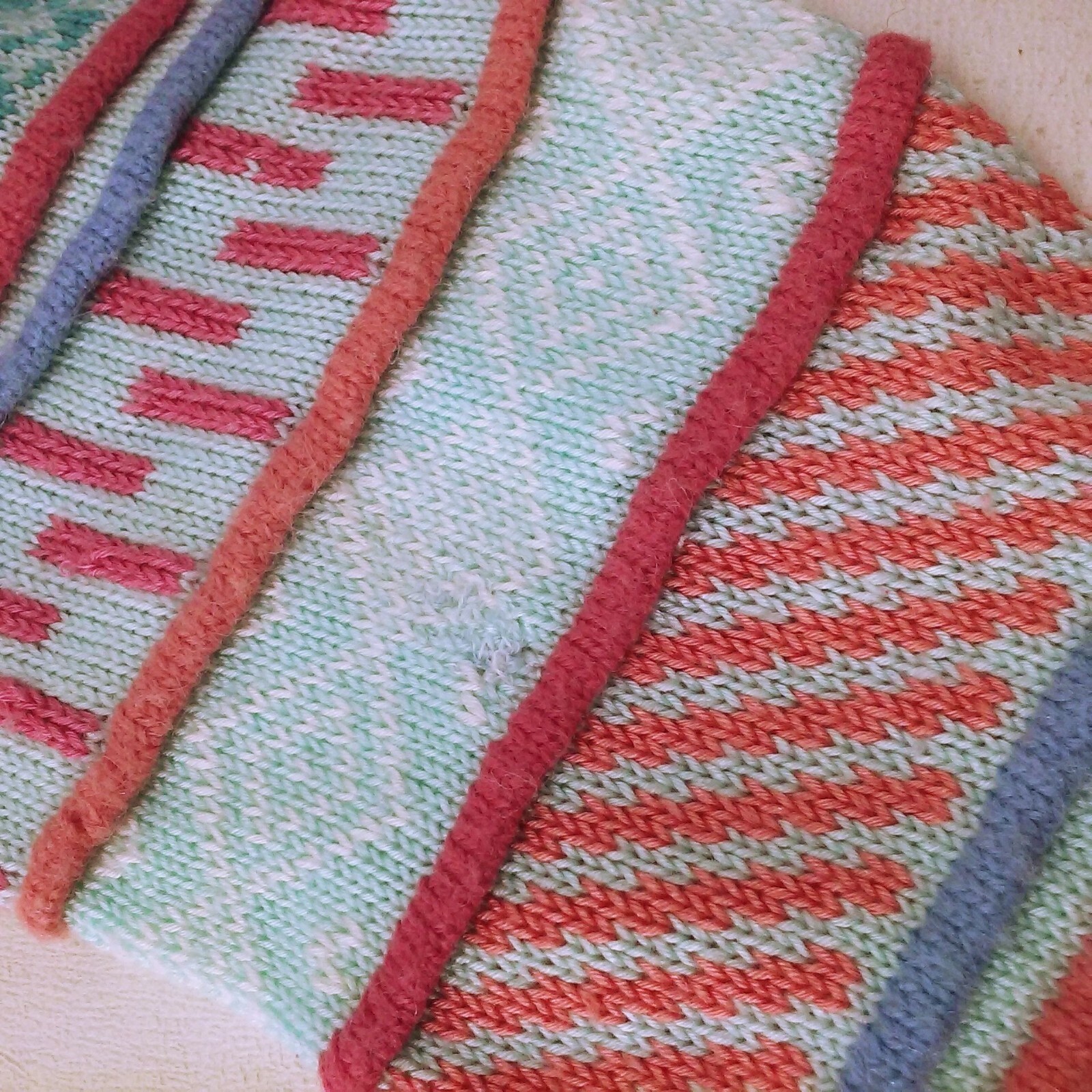 Vintage 80s Knit Sweater Haberdasher Lady-L Geometric 3-D Stripe Fair-Isle Bold