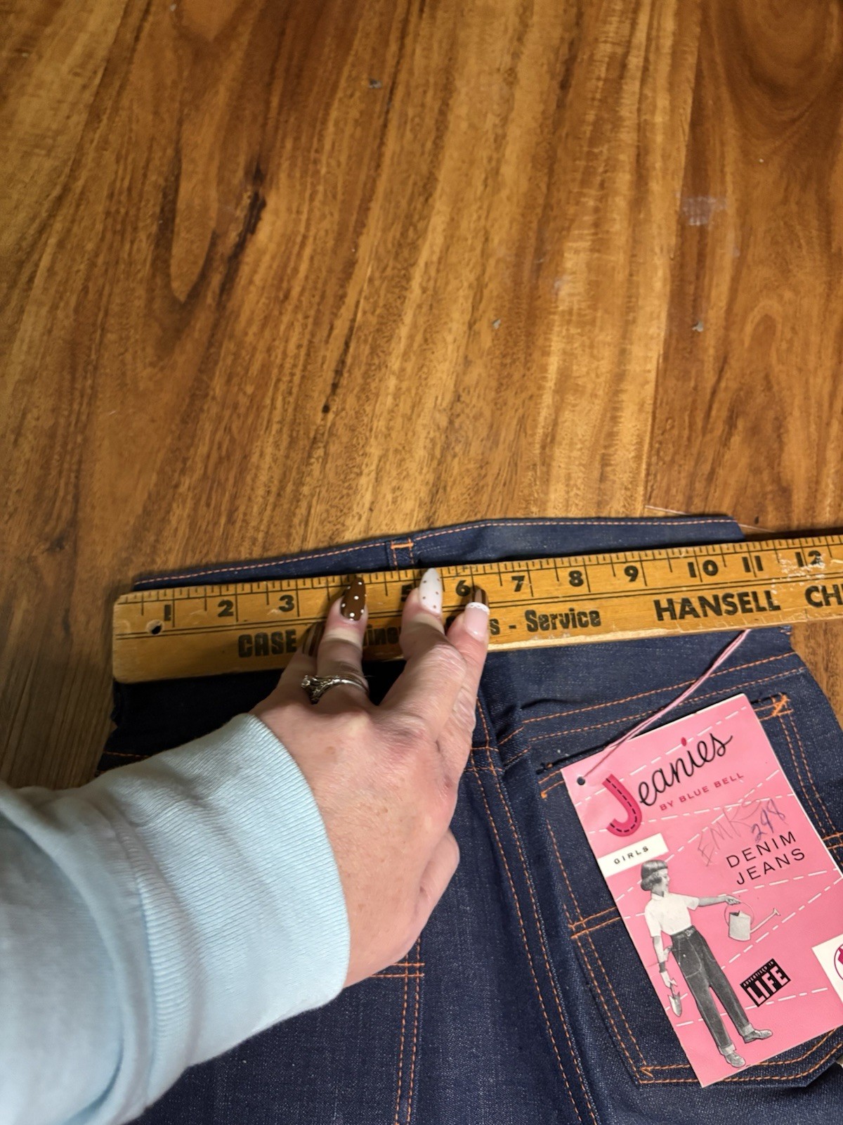 VTG NOS 60s BLUE BELL Girls Denim Sanforized Side Zip Jeanies Sz 8 Indigo Blue