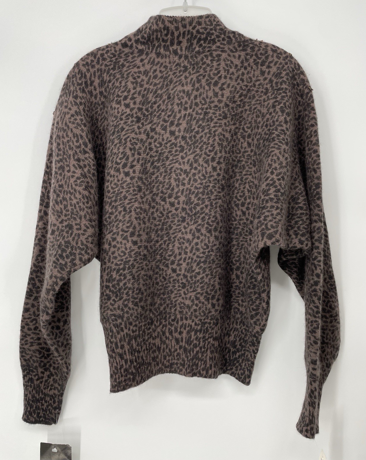 VTG Epic 90s NOSWT Wool Angora Leather Streetwear Statement Beaded Sweater md/l