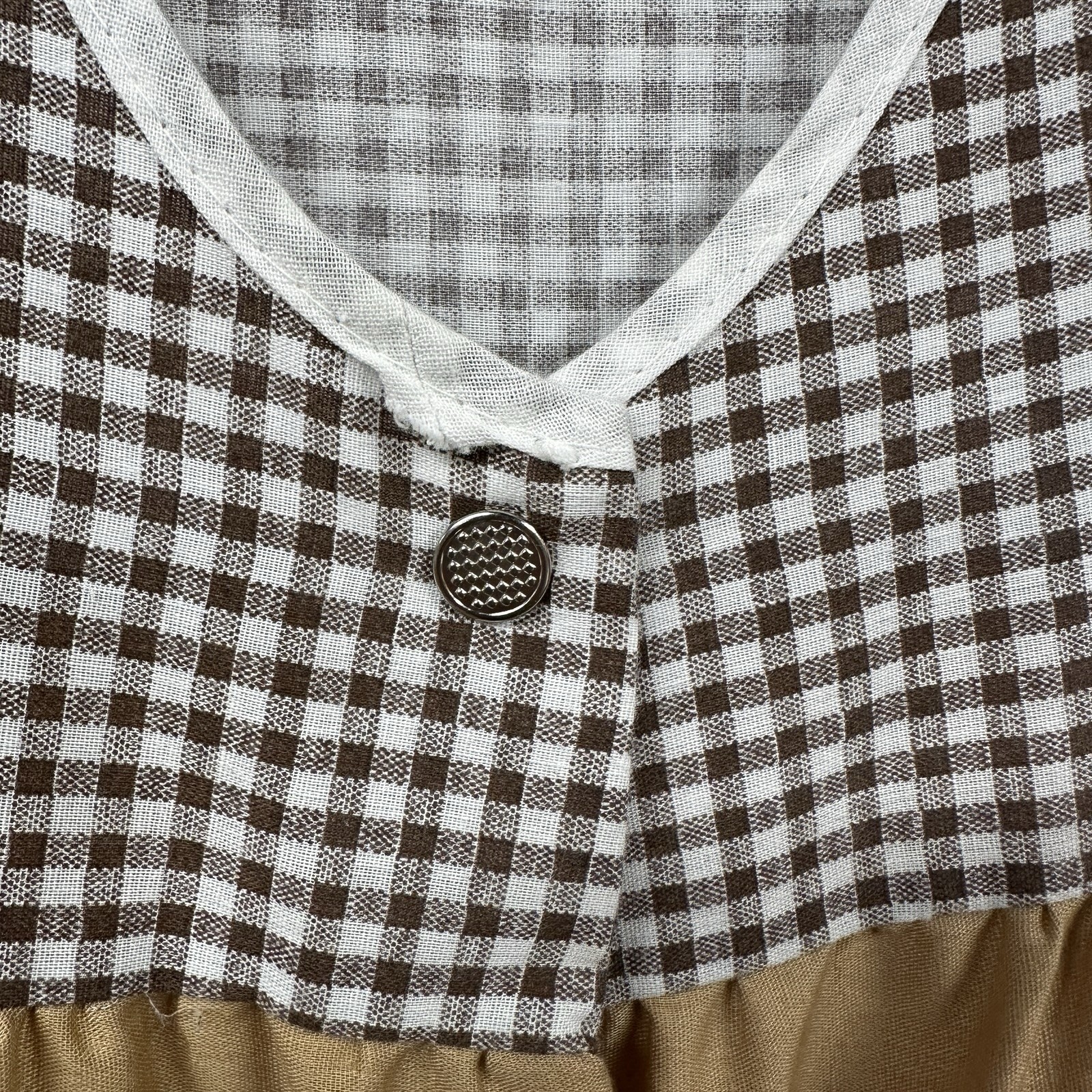 Vintage 70s Tunic Smock Gingham Wagon Artistic Creation Snap Front Small