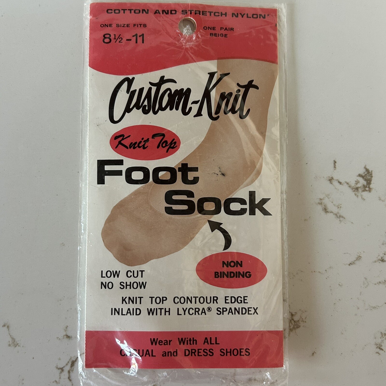 Vintage Custom-Knit Foot Sock Cotton Stretch Nylon Size 8.5 – 11 Moretz Hosiery