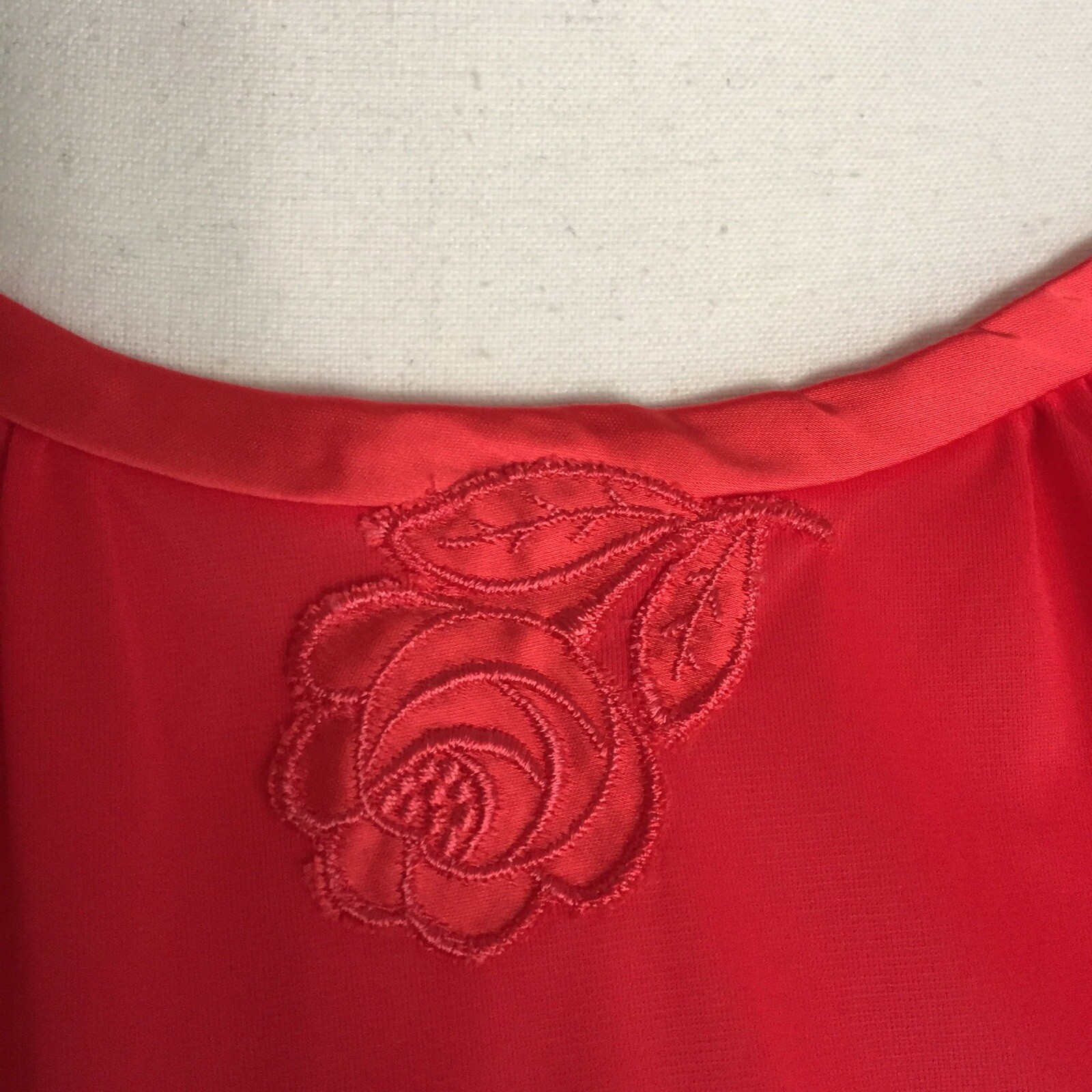 VTG Gossard Artemis Red Nylon Satin Trim Nightgown Swing Nightie Small USA Made