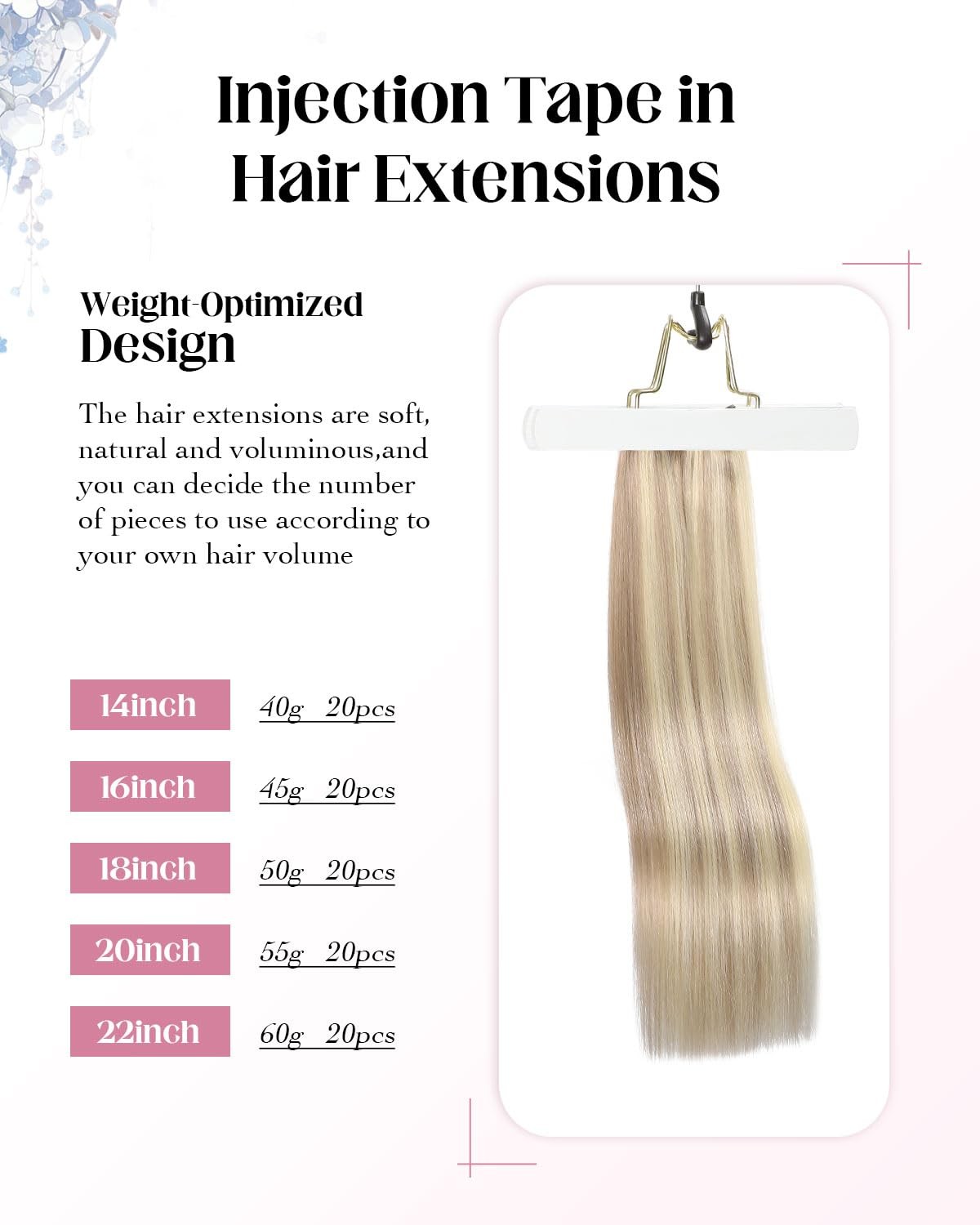 XDhair Invisble Tape in Hair Extensions Human Hair Ash Blonde Highlight Platinum