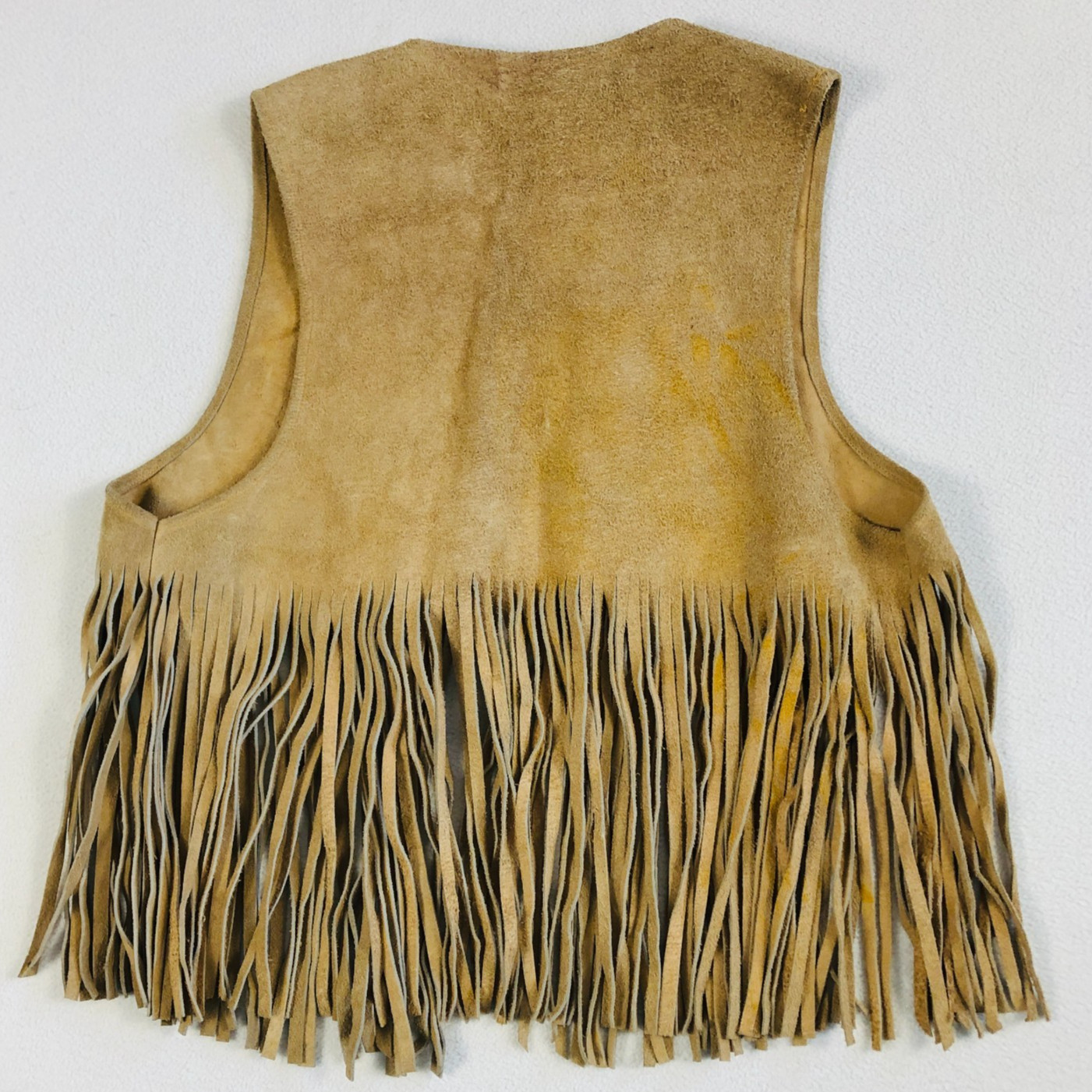 Vintage Suede Leather Fringed Vest Adult M/L Groovy Hippie BOHO Mod Western 60s