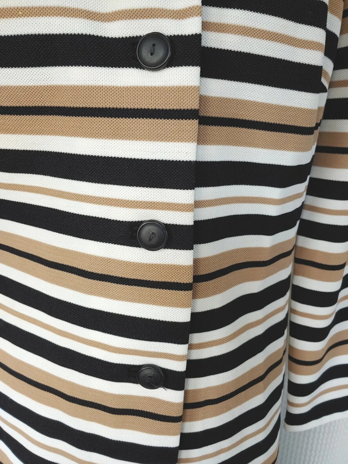 Vintage Butte Knits Black/Tan/Cream Striped Jacket 36″ Bust Size SM?