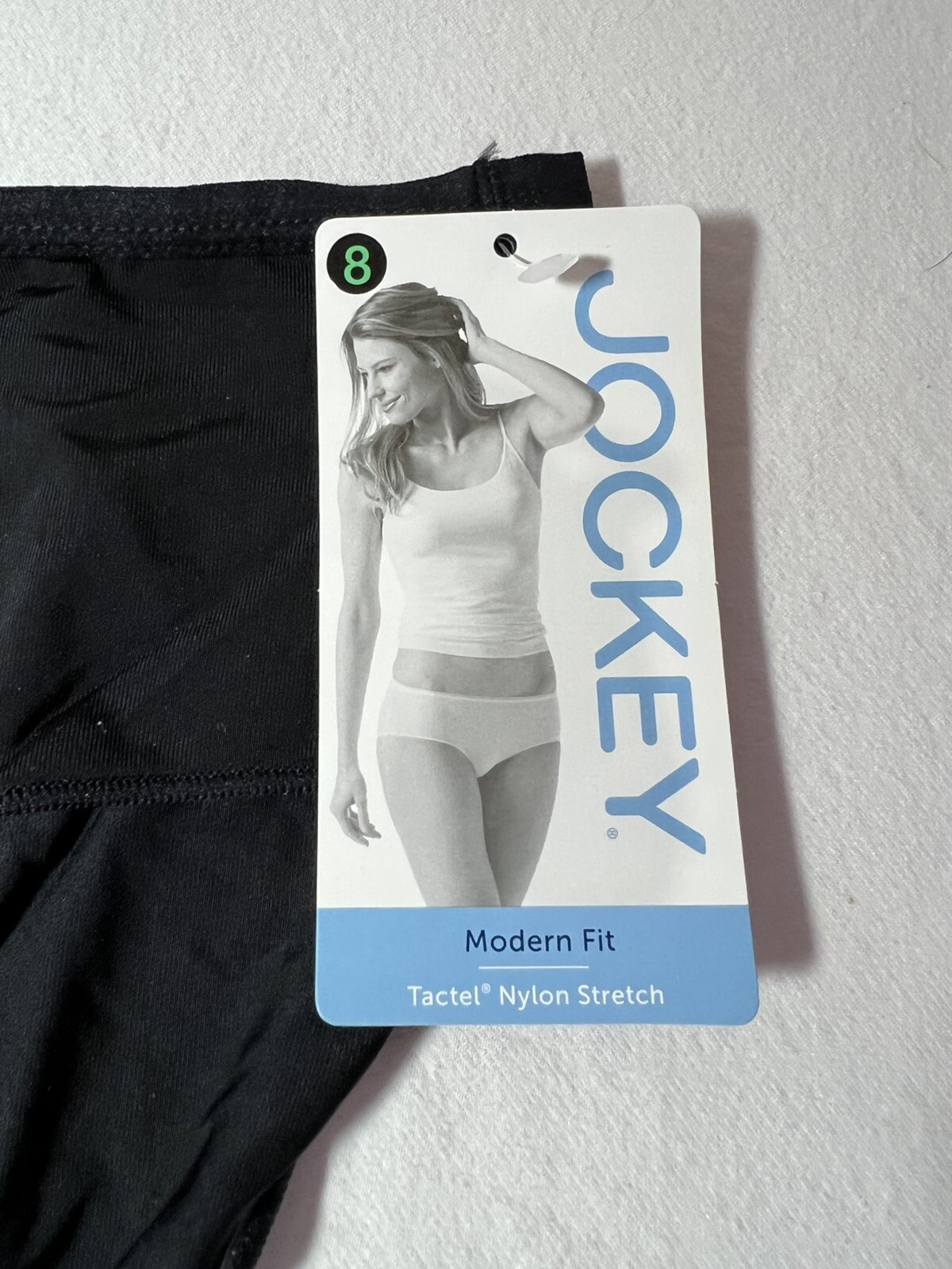 Vintage Jockey Silky Soft Black Modern Fit Hipster Tactel Nylon Size 8 NWT