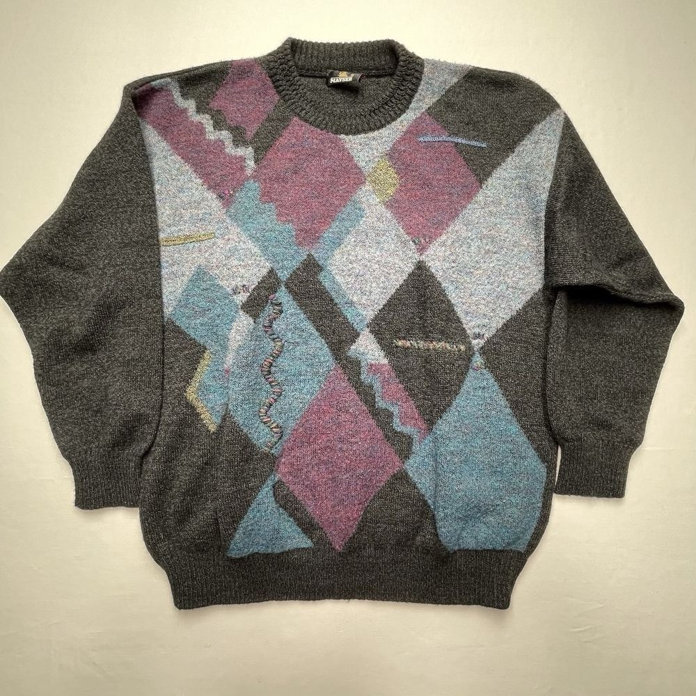 VTG Mayser Multicolor Geometric Sweater Women’s Large Wool Alpaca Mohair Blend