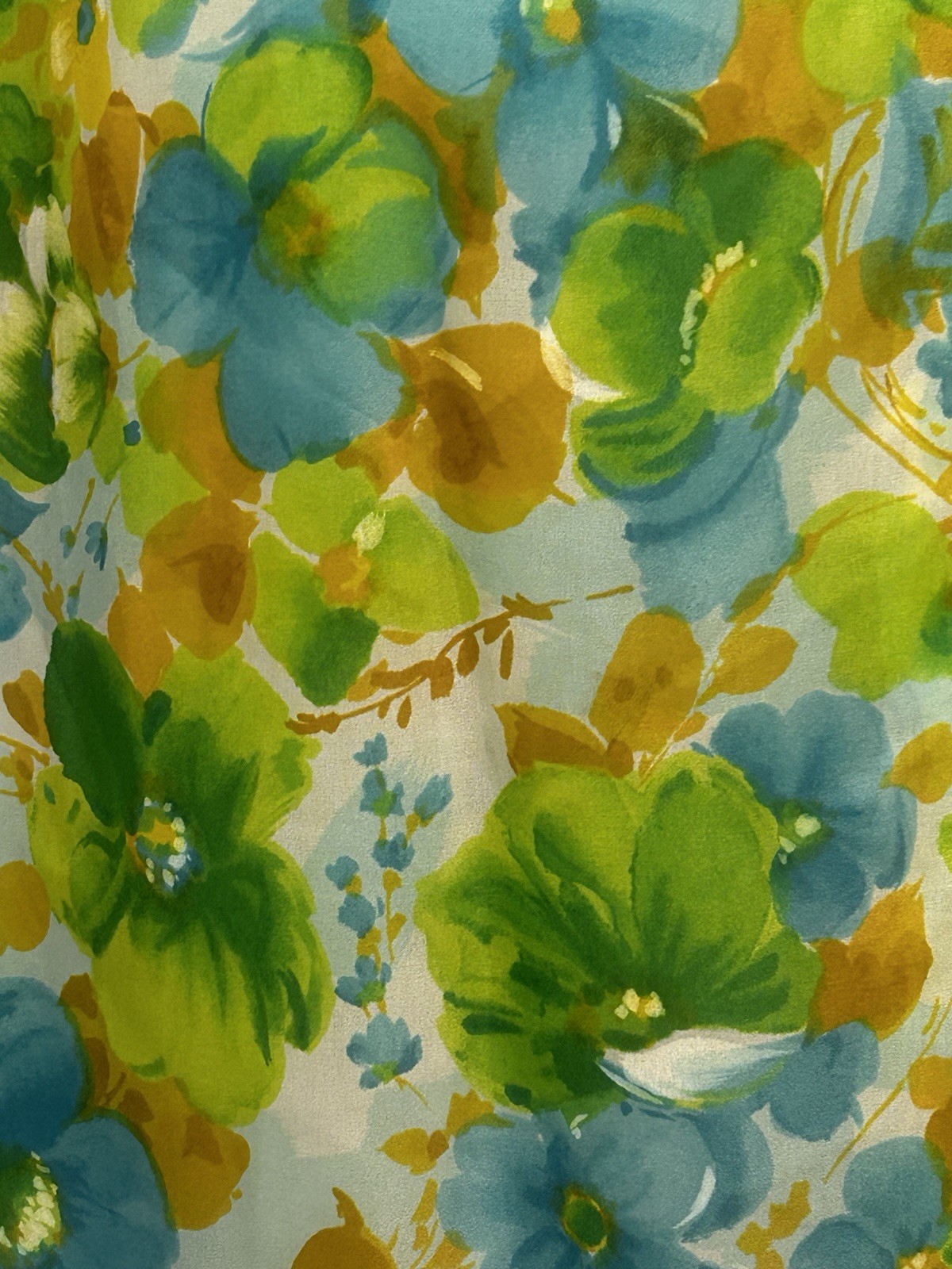 Vtg 60s 70s Goddess Hostess Fairy Floral Watercolor Gauzy Chiffon Maxi Dress