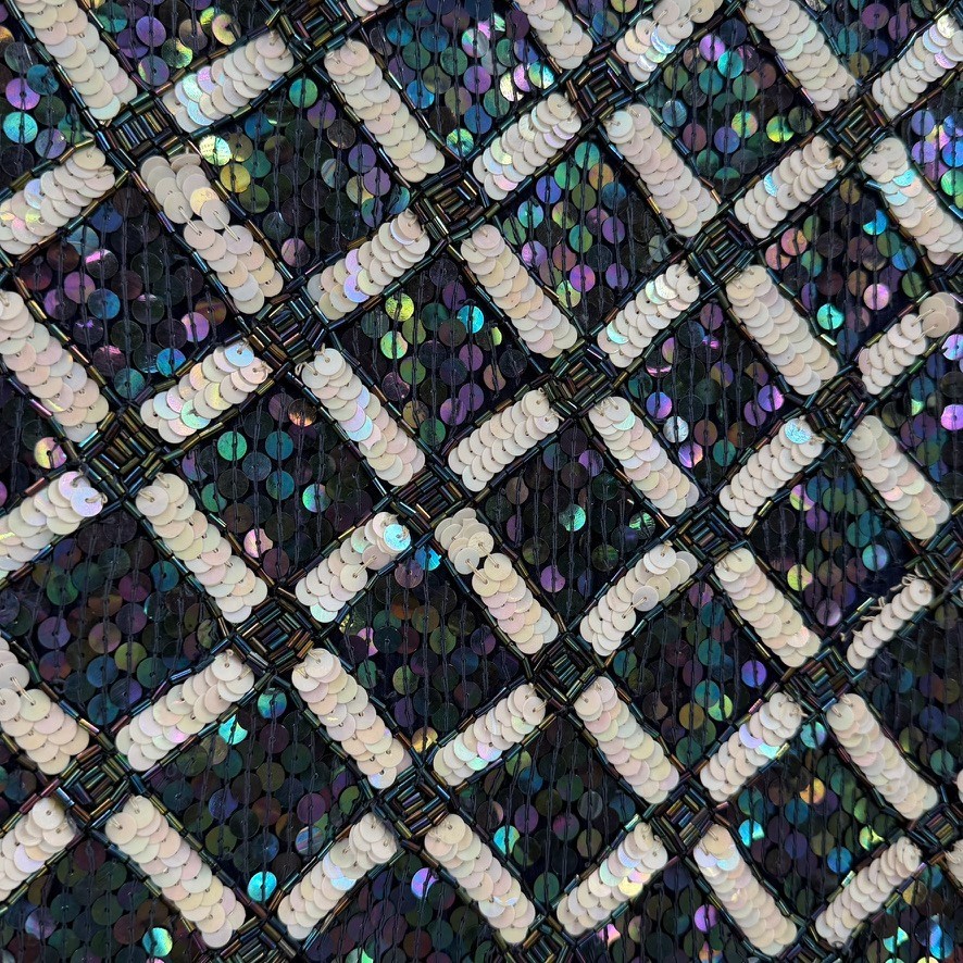 VTG Lawrence Kazar Womens M Silk Sequin Beaded Top Glam Cocktail Party