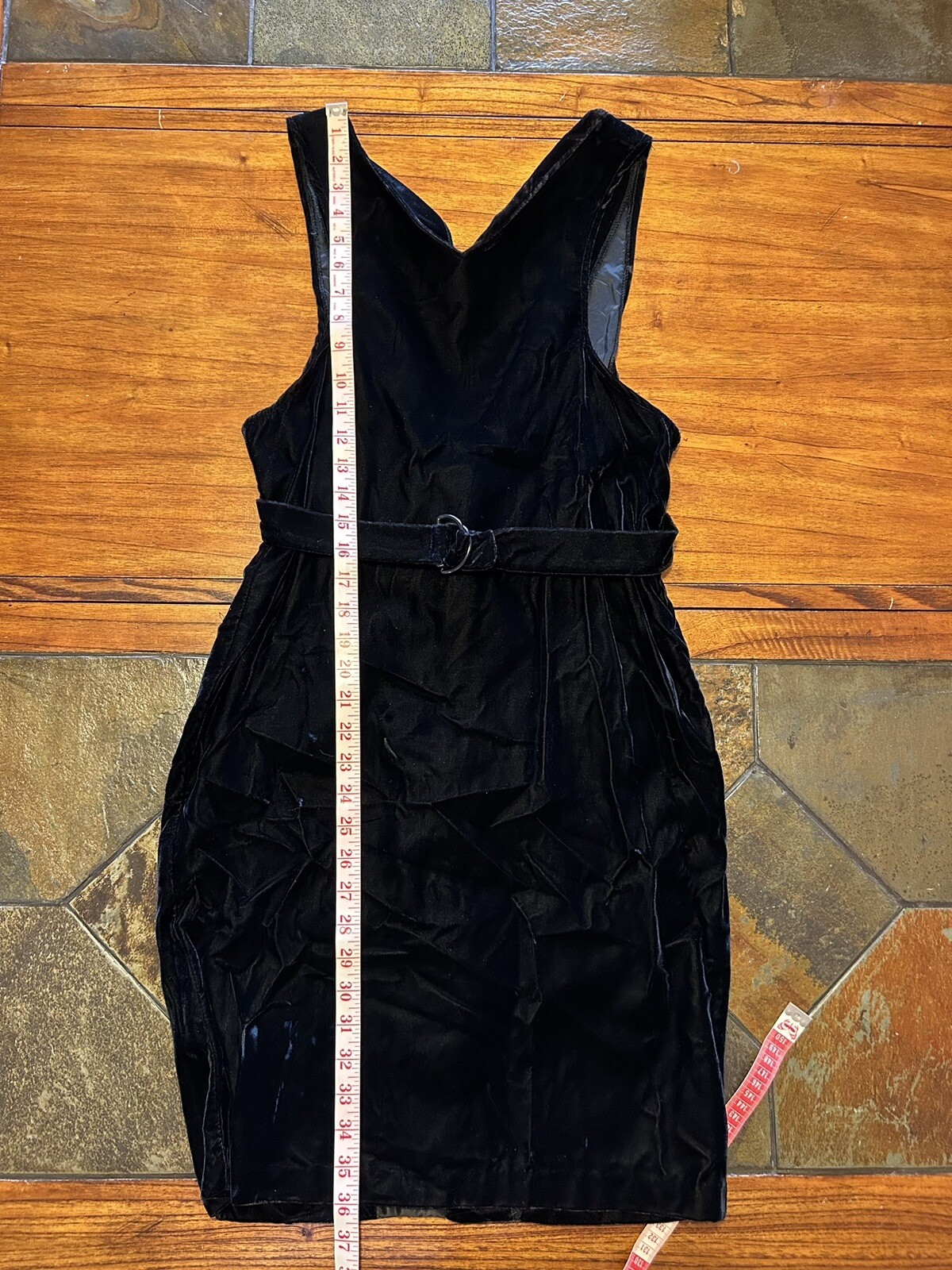 Vintage 1980s/90s XTRMZ Black Crushed Velvet Faux Pearl Buttons Sexy Dress 5/6