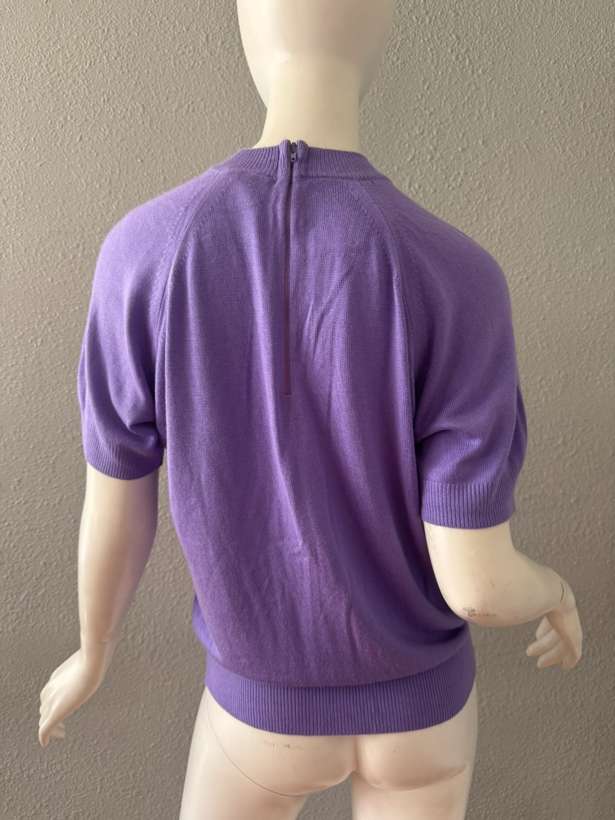 Vintage 70s Lavender Purple Mock Knit Pullover Sweater Top S