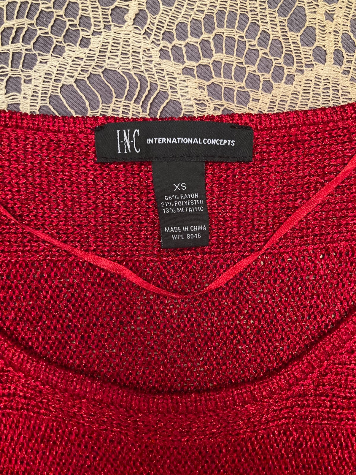 Vintage Red Glitter Knit Top Size Medium Retro Holiday Cocktail Party Blouse