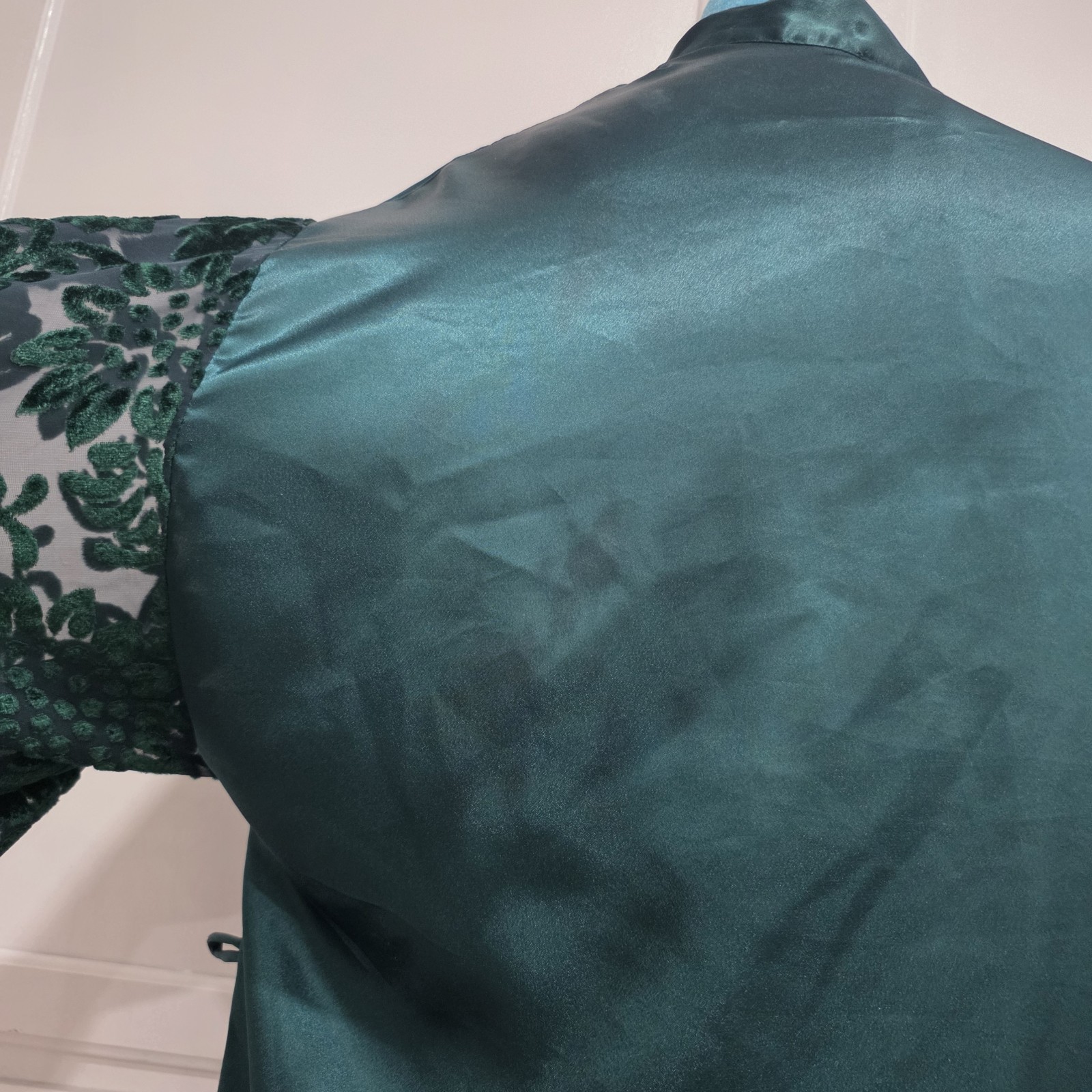 Vtg Val Mode Emerald Green Lingere Set Robe And Gown Medium Lace