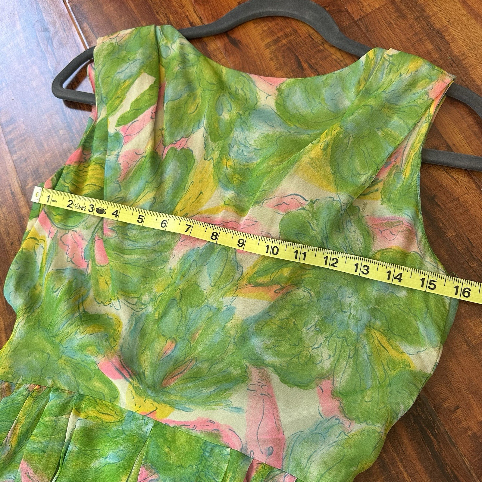Leslie Fay Vintage 50s Watercolor Garden Tea Dress Floral Spring A Line Small S