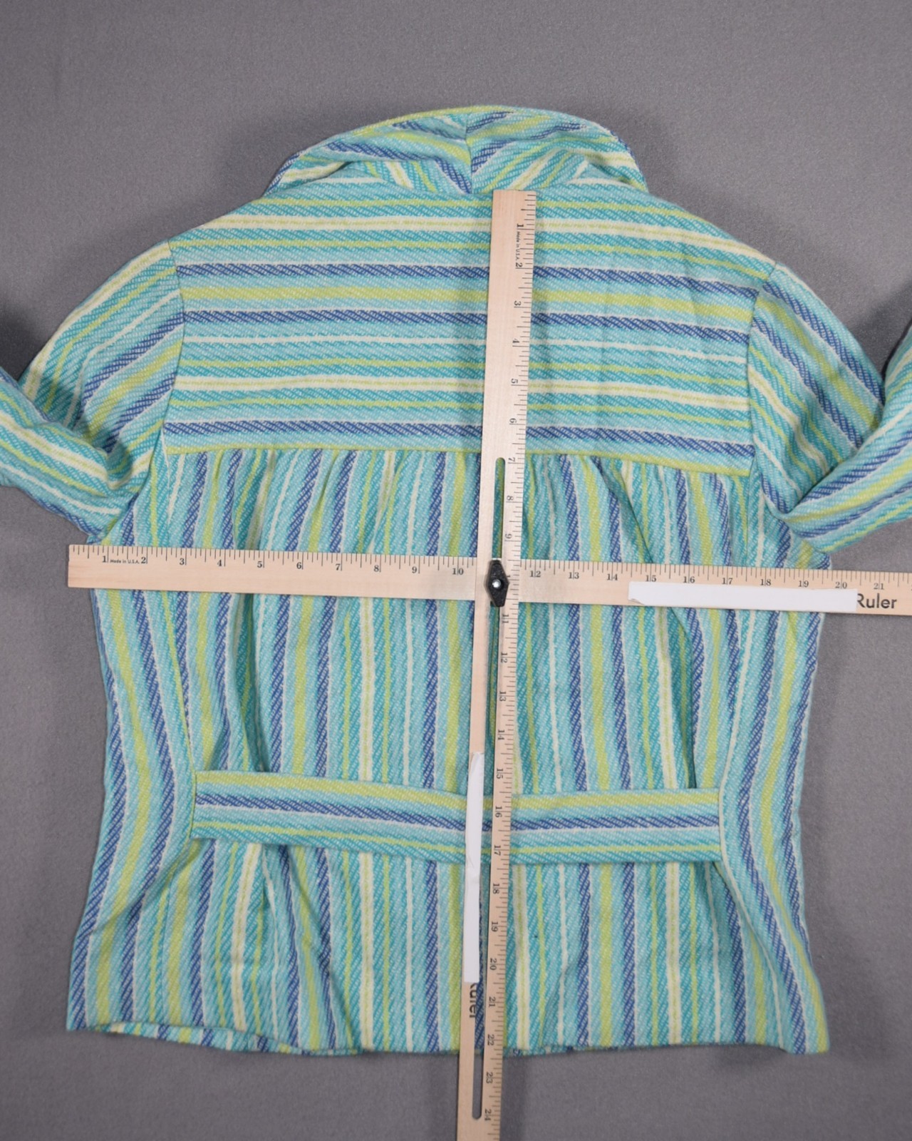 Vintage 70s Jacket Womens Small Blue Striped Wool Its Majestic Lined Mod