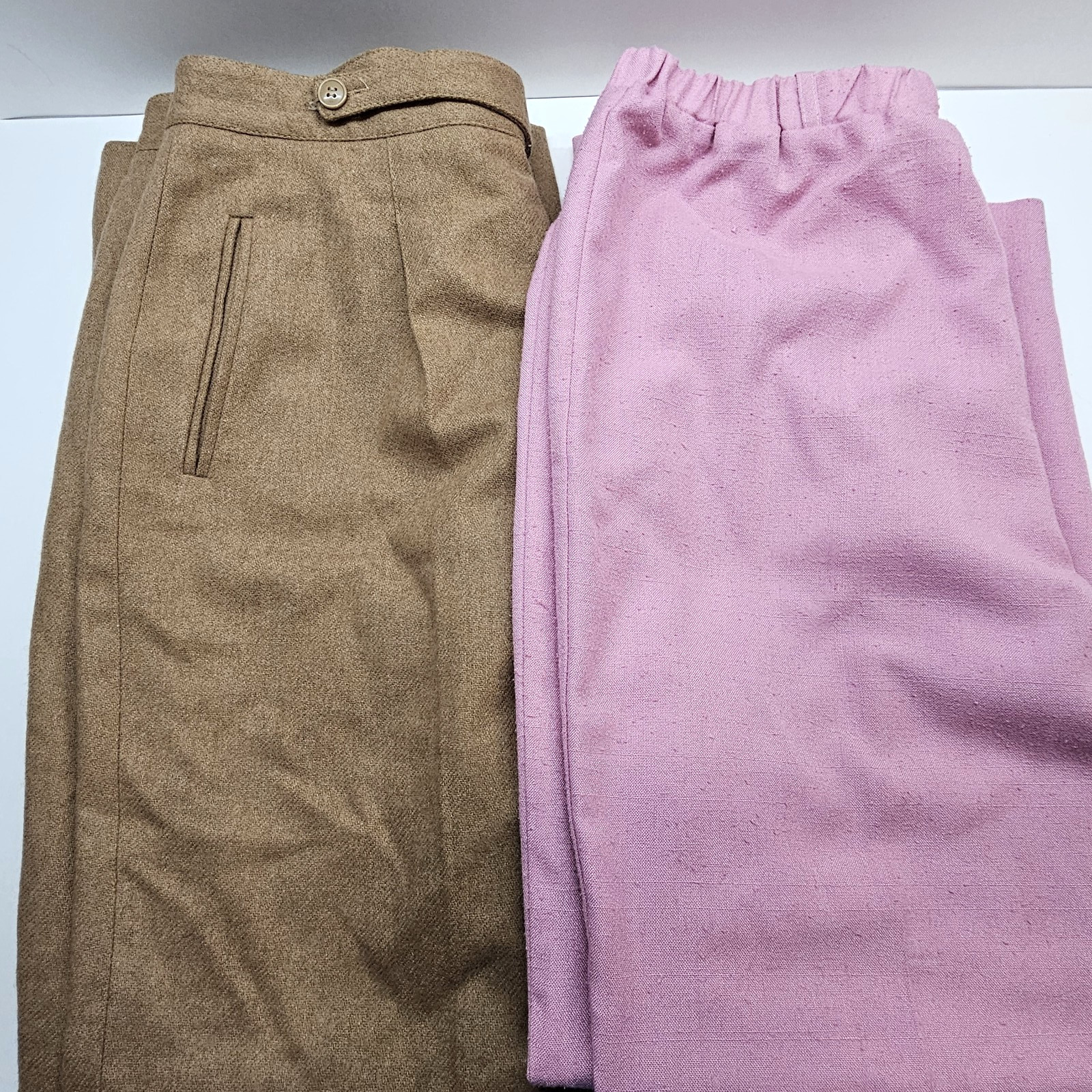 2 Vintage Size 16 Pants Wool and Polyester Slacks