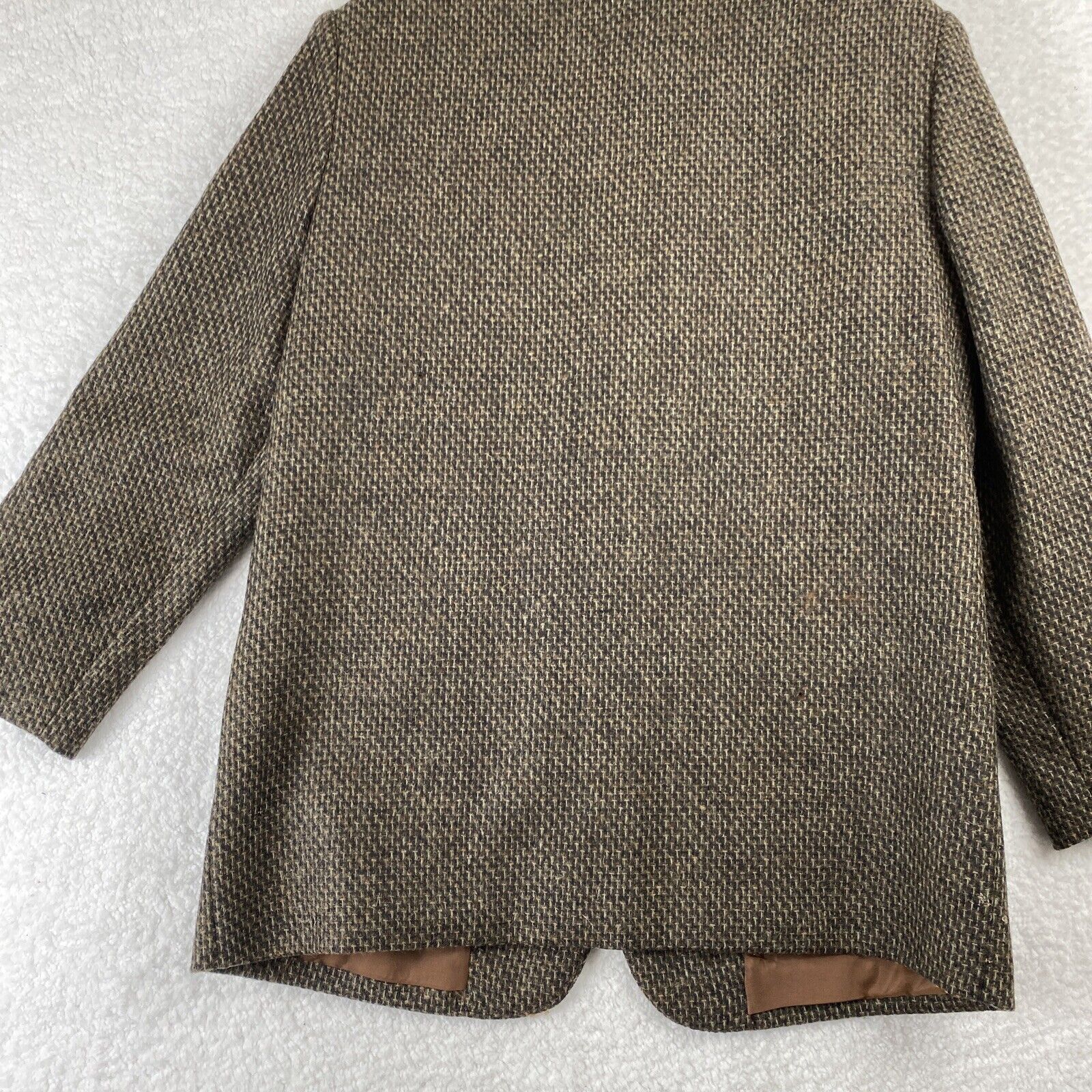 International Scene Wool Tweed Blazer Suede Collar Lined 12 Made Ukraine VTG