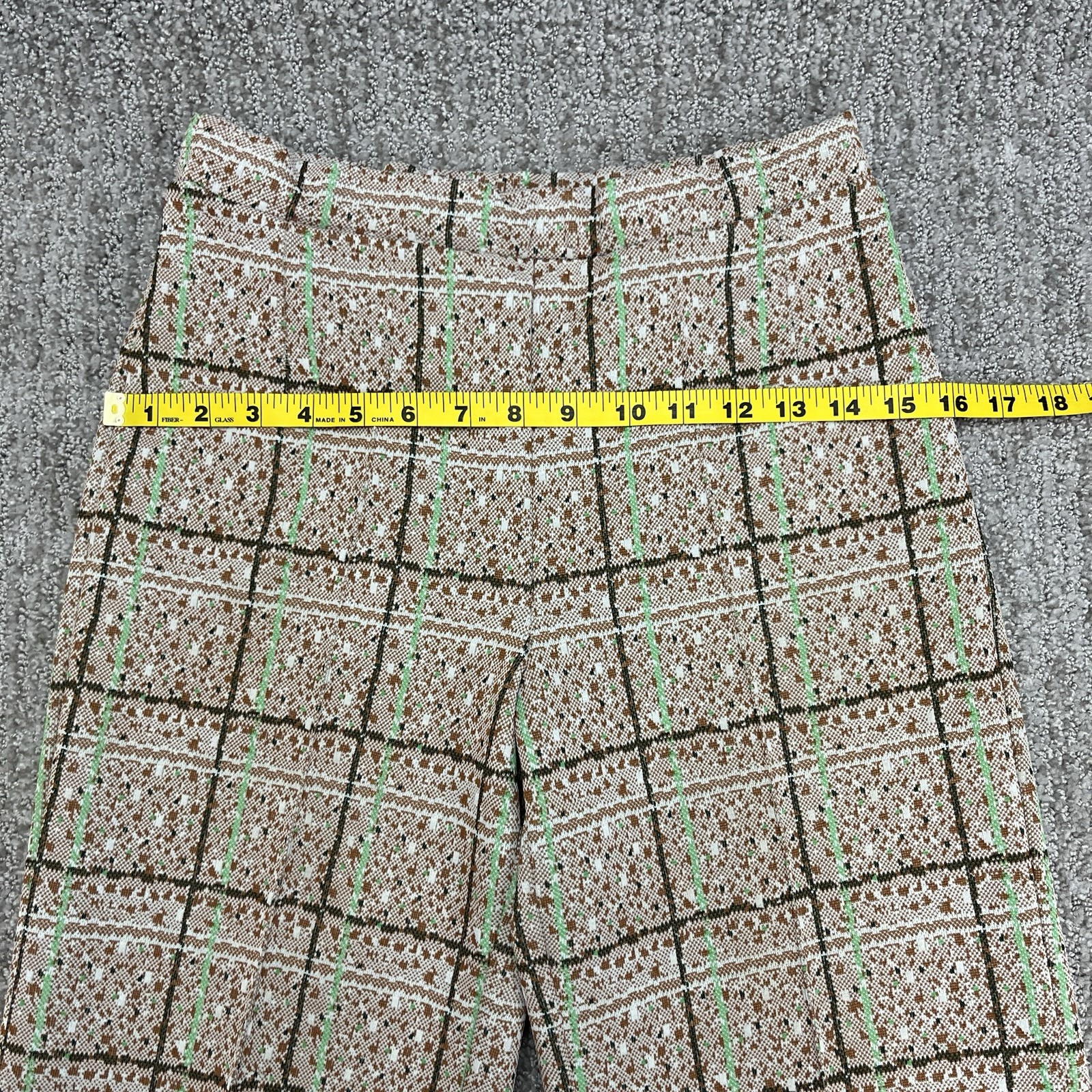 Vintage Kmart Plaid Pants Womens 8 *Mzrs 26×28 Double Knit Polyester Japan 70s