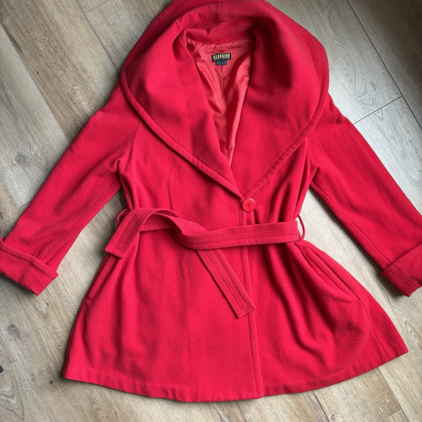 VTG 80s Women’s Size 4 Georgiou Studio Wool Cashmere Blend Coat Red Quiet Luxury