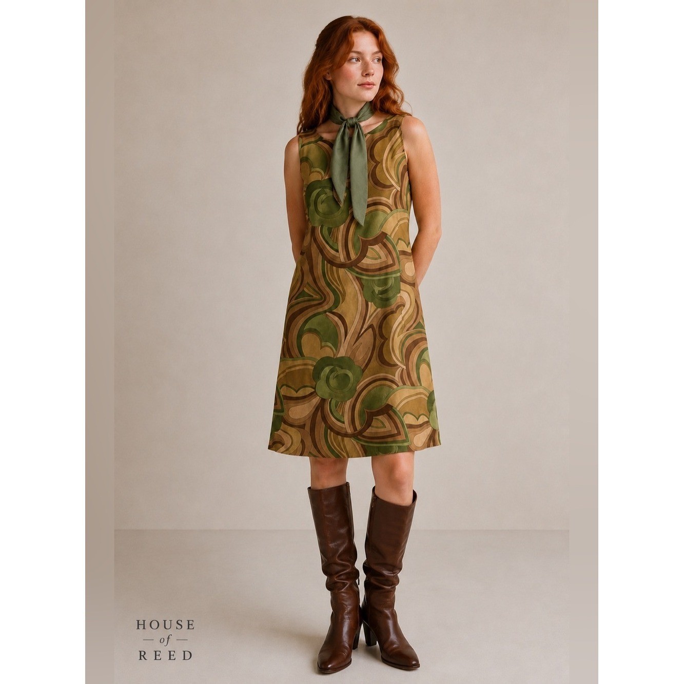 Vintage Jessica Howard Faux Suede Mod Shift Dress Petite 12 Groovy 70s Abstract