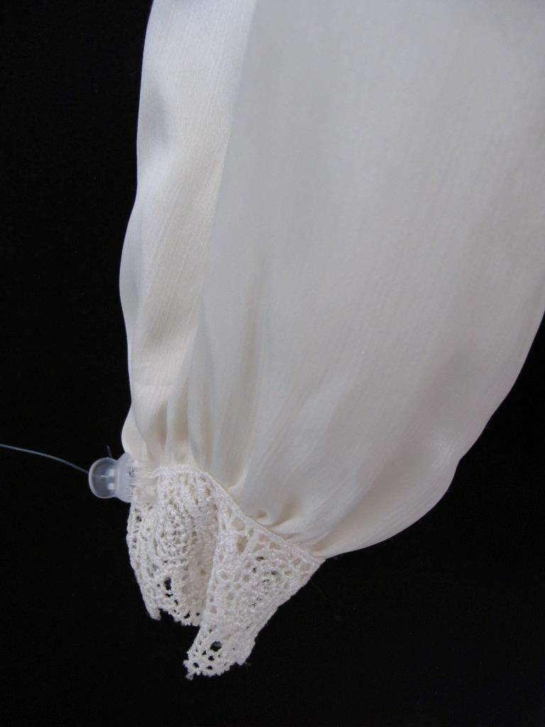 Vintage 80s 90s San Andre Ivory Romantic Blouse 6 S Lace Silky Liquid Satin