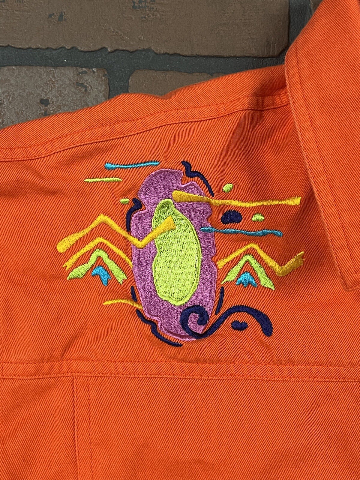 Vintage IB Diffusion Jacket Abstract Geometric 90s 1992 Sz8 Orange