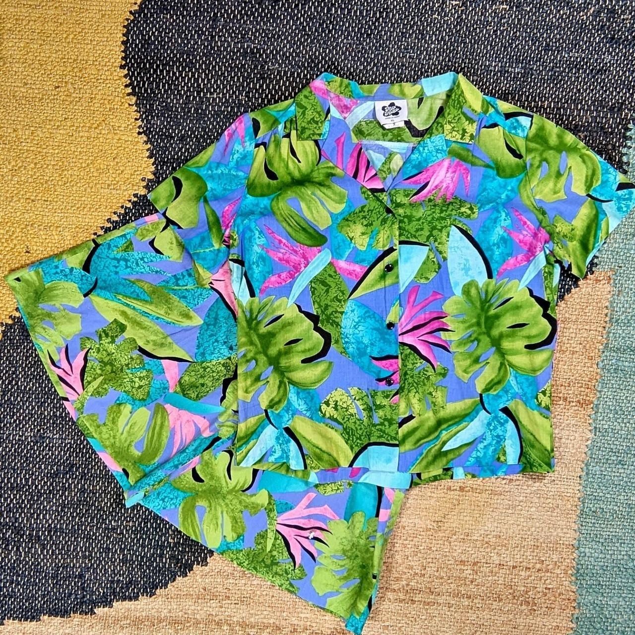 Vintage 1980s Retro Hilo Hattie Hawaiian Aloha 2 Piece Jumpsuit Set size XL