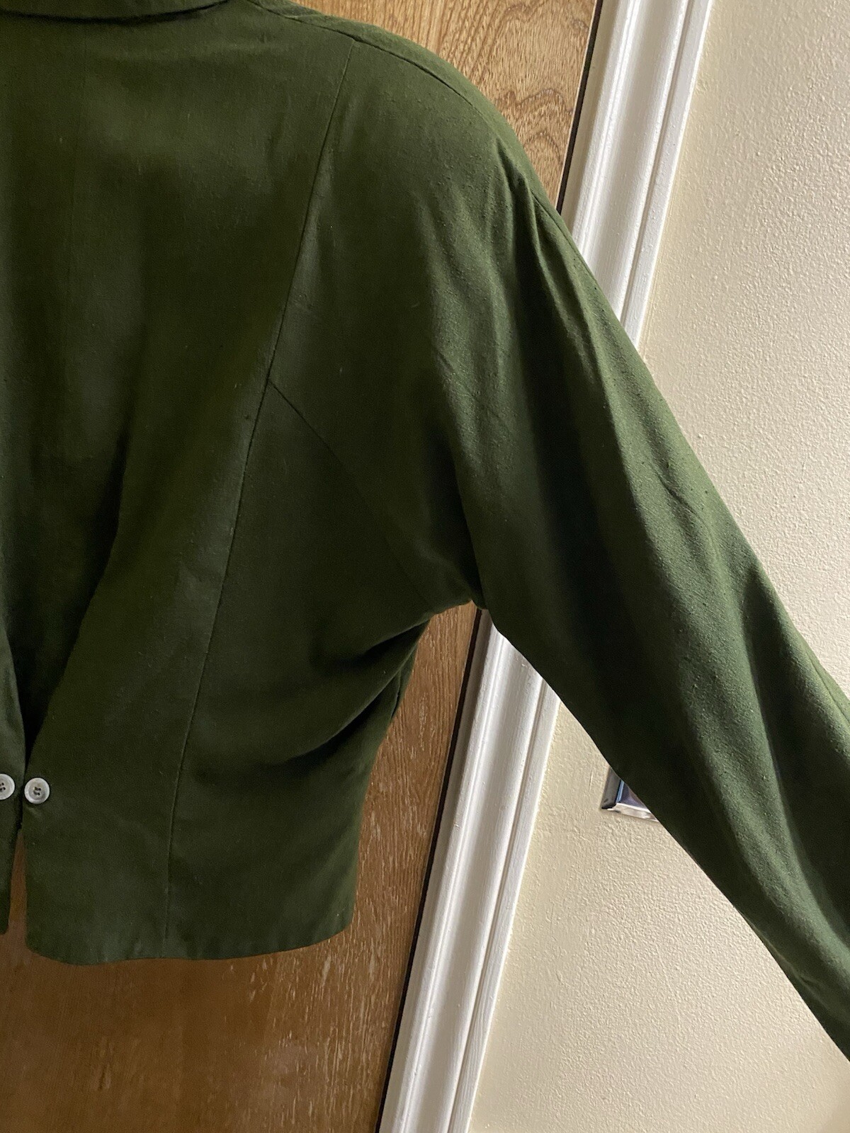 Vintage Outback Red 80s Cropped Blazer Olive Double Breasted 100% Silk Size 10