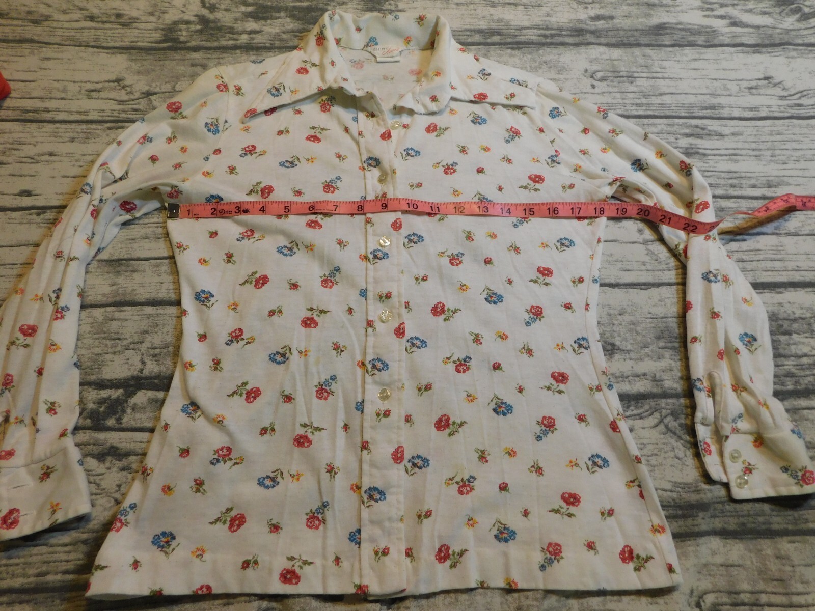 VTG 60s 70’s BELL BOTTOM PANTS TEXTURE POLY W FLOWER TOP OUTFIT SET WOMENS S /M