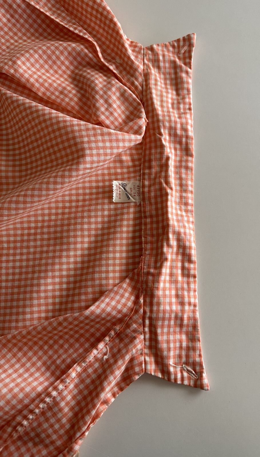 1950s Stoneswear Peach Gingham Cotton Blouse Top Shirt Western Workwear Farm VTG