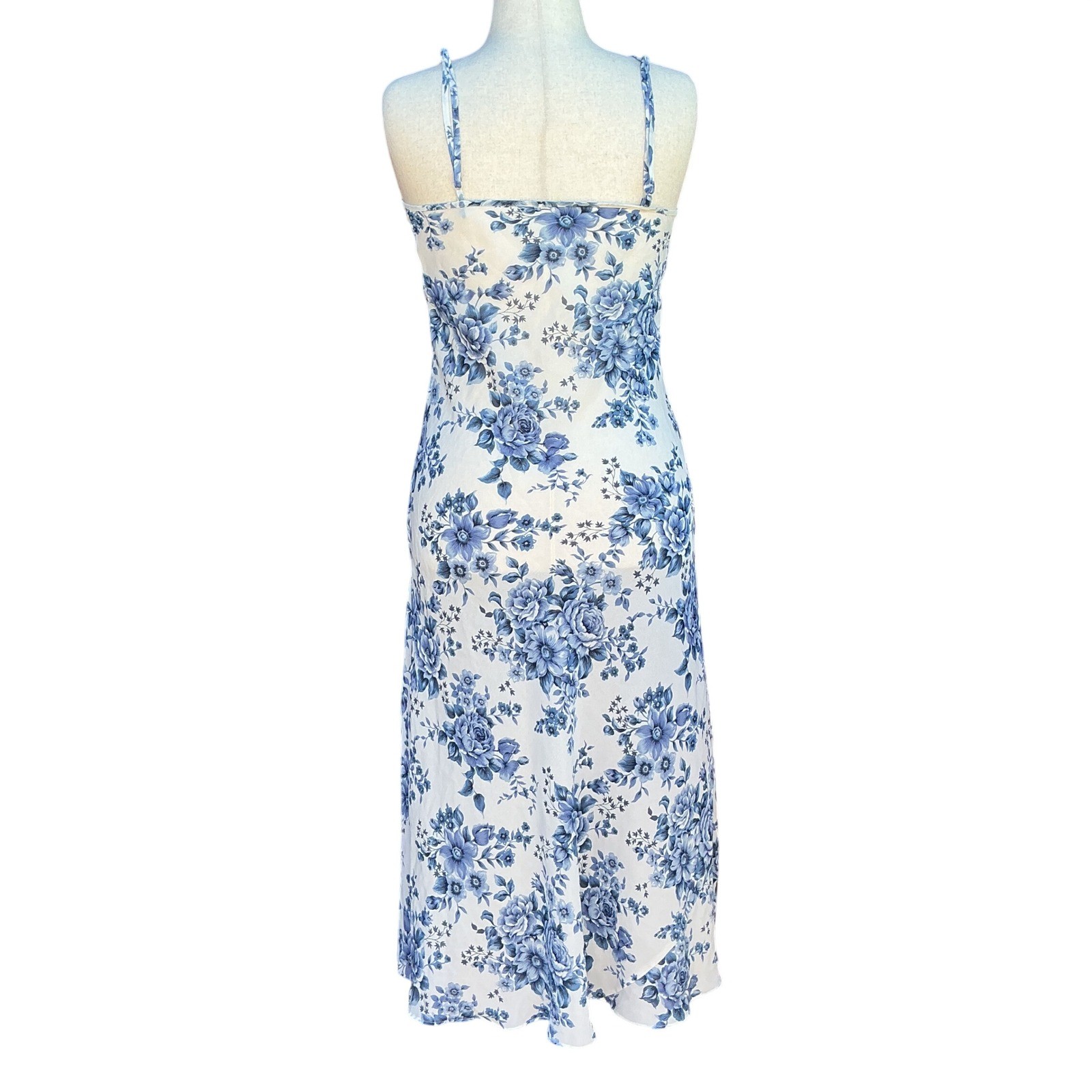 Victoria’s Secret Gold Label Blue White Floral Maxi Robe Slip Set Cottagecore