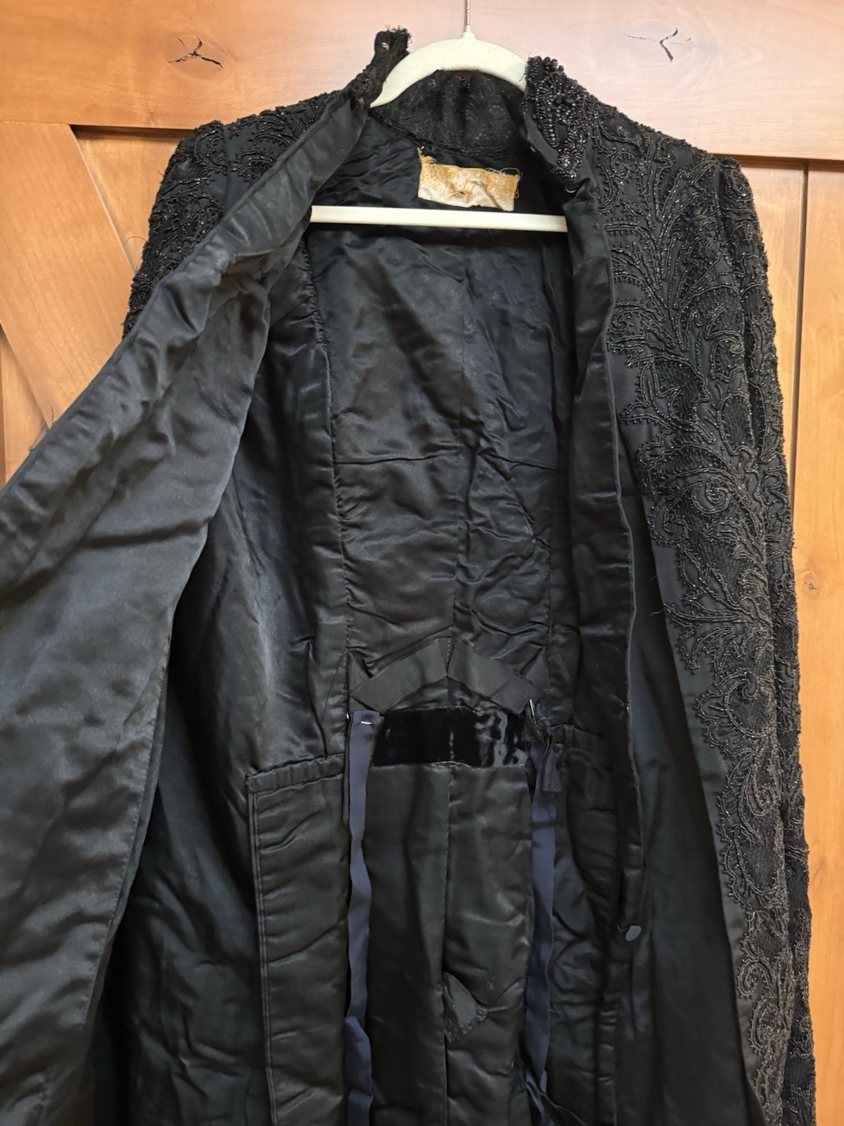 Antique Edwardian Victorian Black Mourning Cape Jacket Beaded Intricate Beadwork