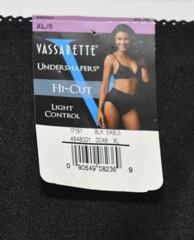 Vintage Style Vassarette Undershapers Nylon Light Black 48001 Hi Cut XL panty