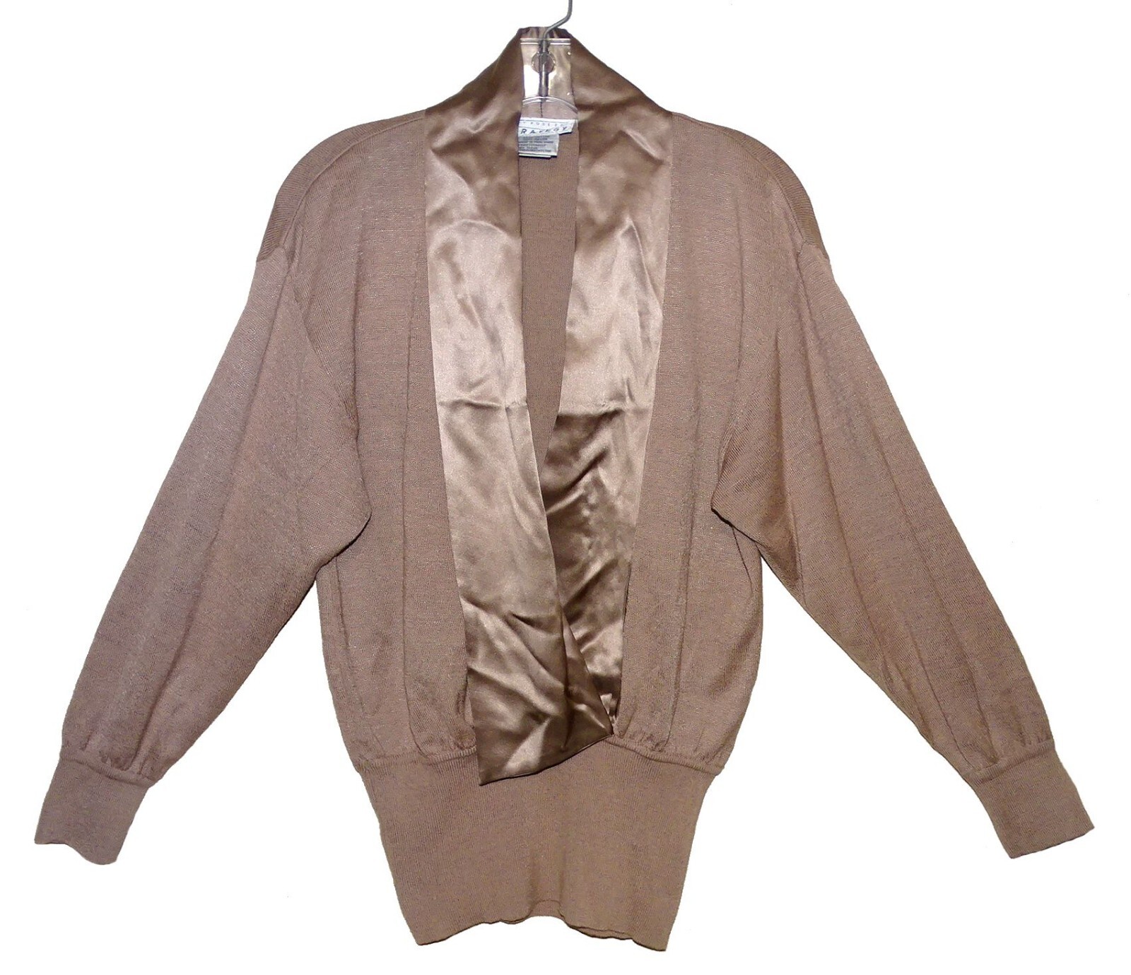Vin Sz M P Abby Rose for Strategy Pullover Faux Wrap Sweater Tan Cotton/Rayon