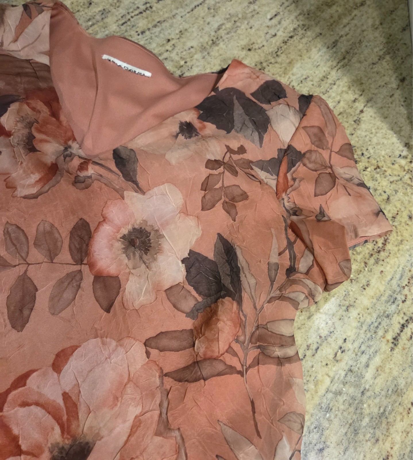 VTG Miss Dorby Floral Midi Dress Sz 8 Peach Layered Tiered Romantic Short Sleeve