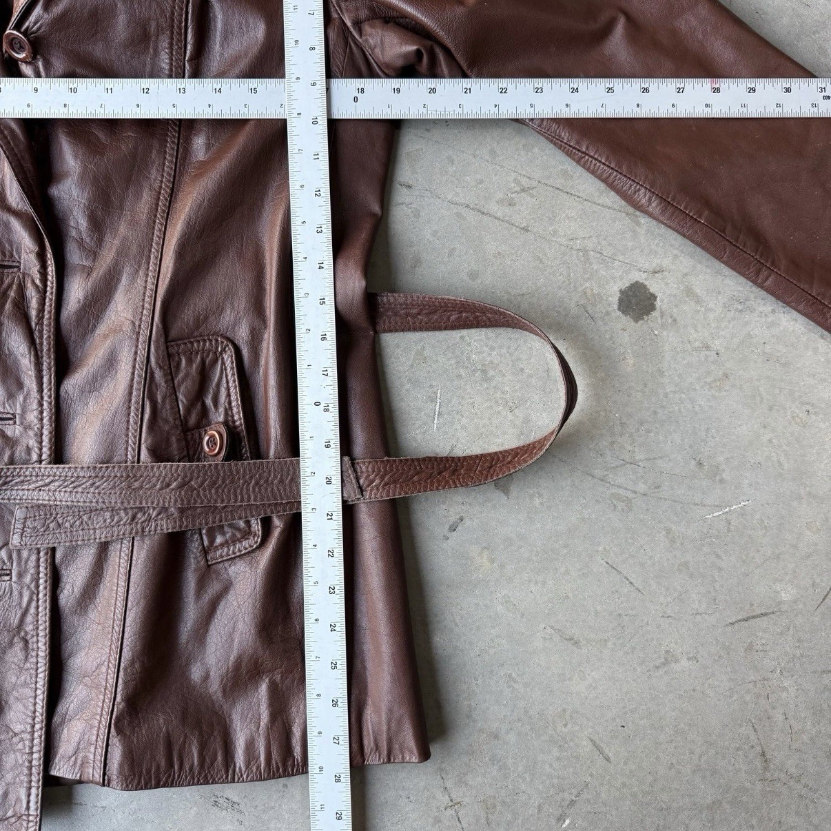 The Tannery Vintage Women’s Brown Leather Belted Coat