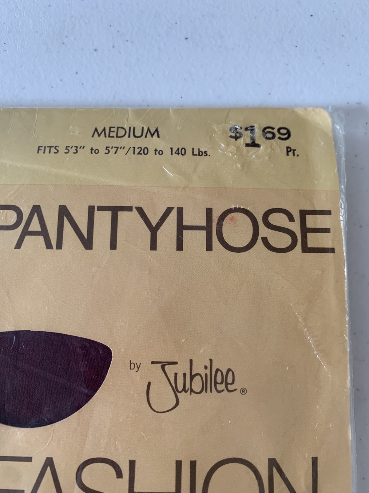 Vintage 70’s Jubilee Opaque Pantyhose Wine Medium NOS NIP 100% Nylon Nude Heel