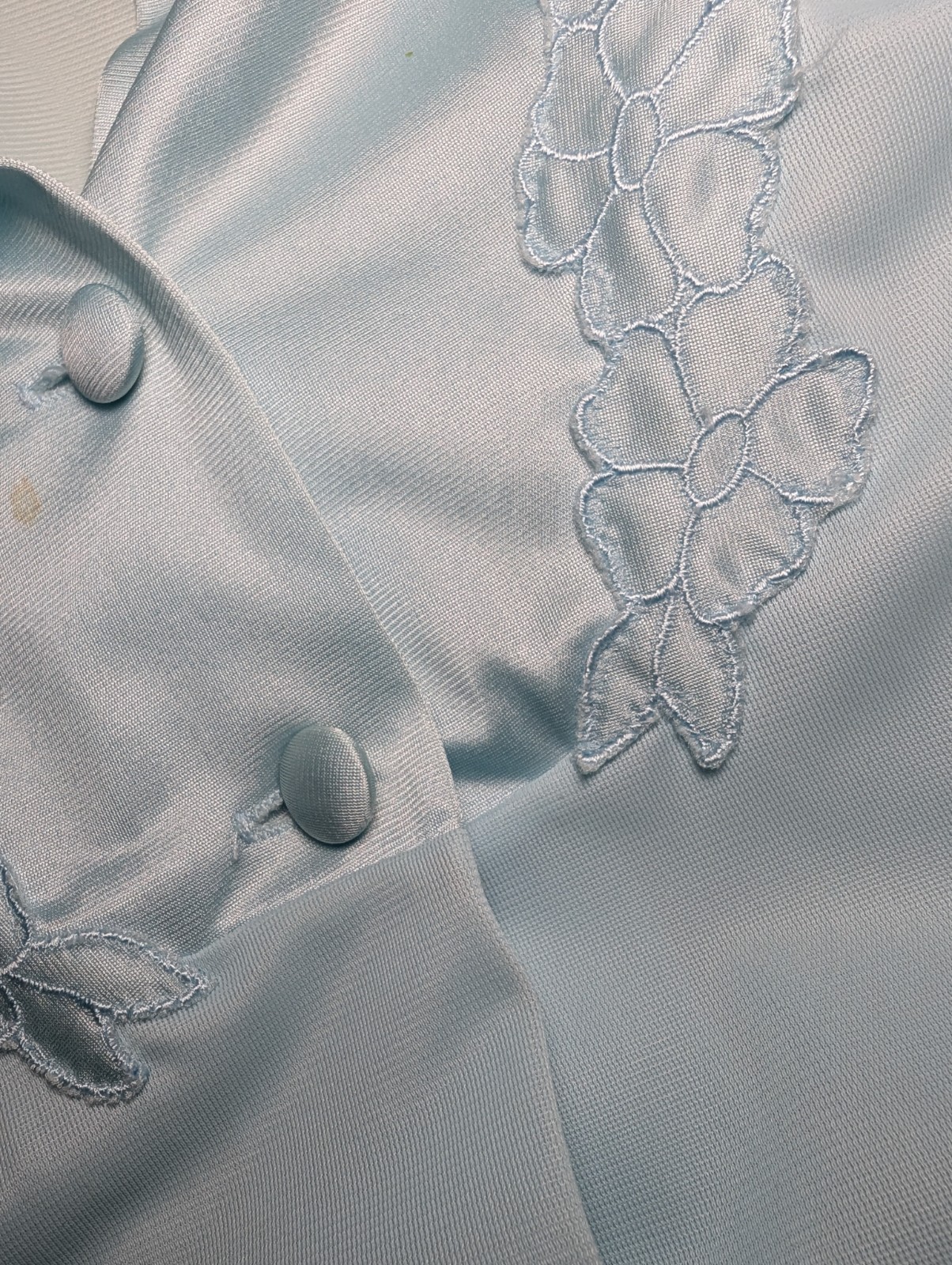 VANITY FAIR Button Up Nightgown FLORAL Aqua Blue Nylon EMBROIDERED Women’s 34