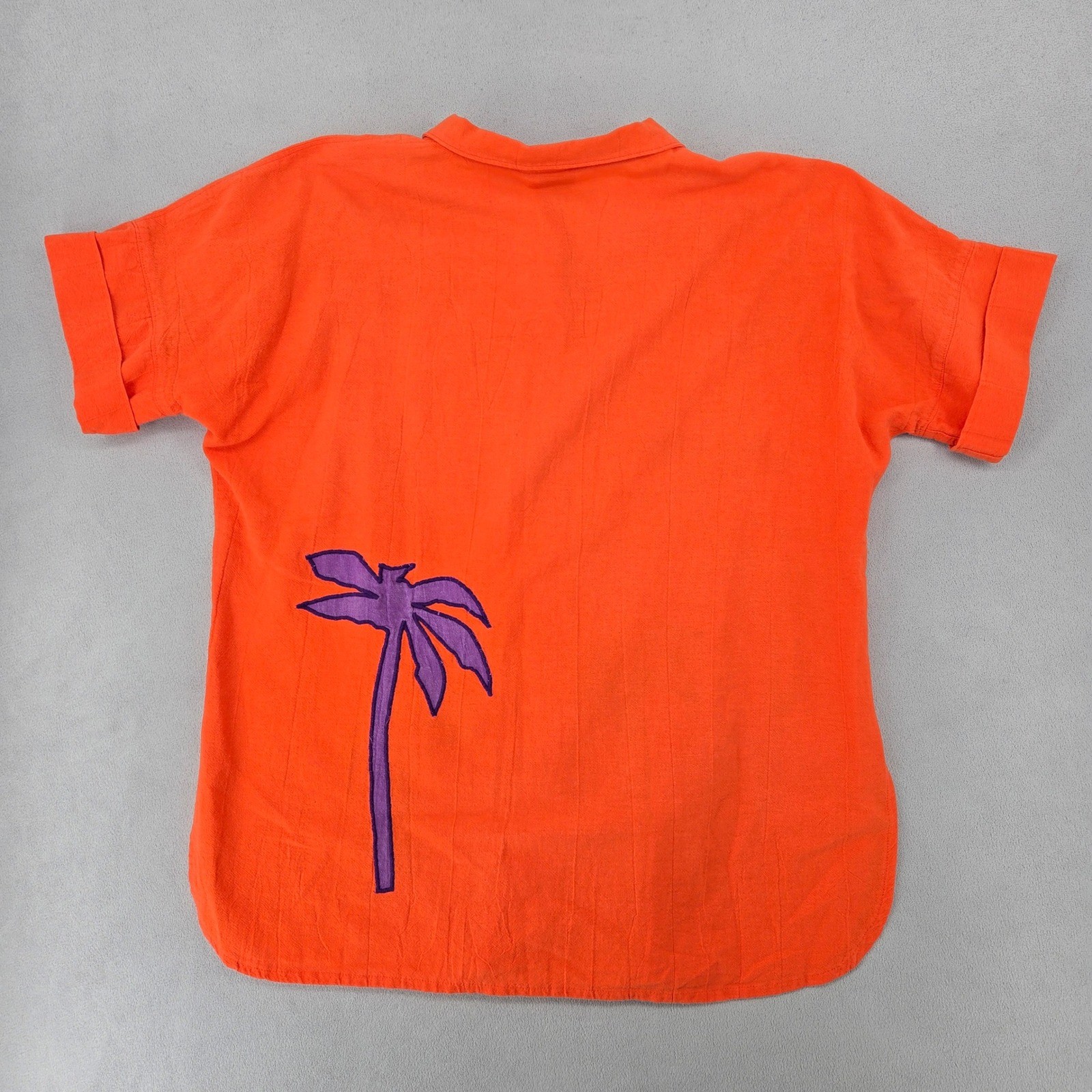 Alfredo’s Wife Womens Small Medium Orange Palm Tree Applique Vintage Shirt