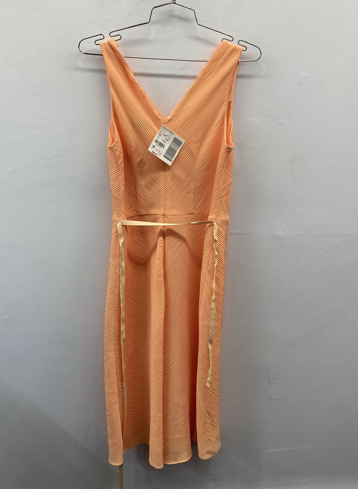 Casual Corner Women’s Ribbed Sleeveless V-Neck Dress Orange Vintage Y2K NWT Sz 6